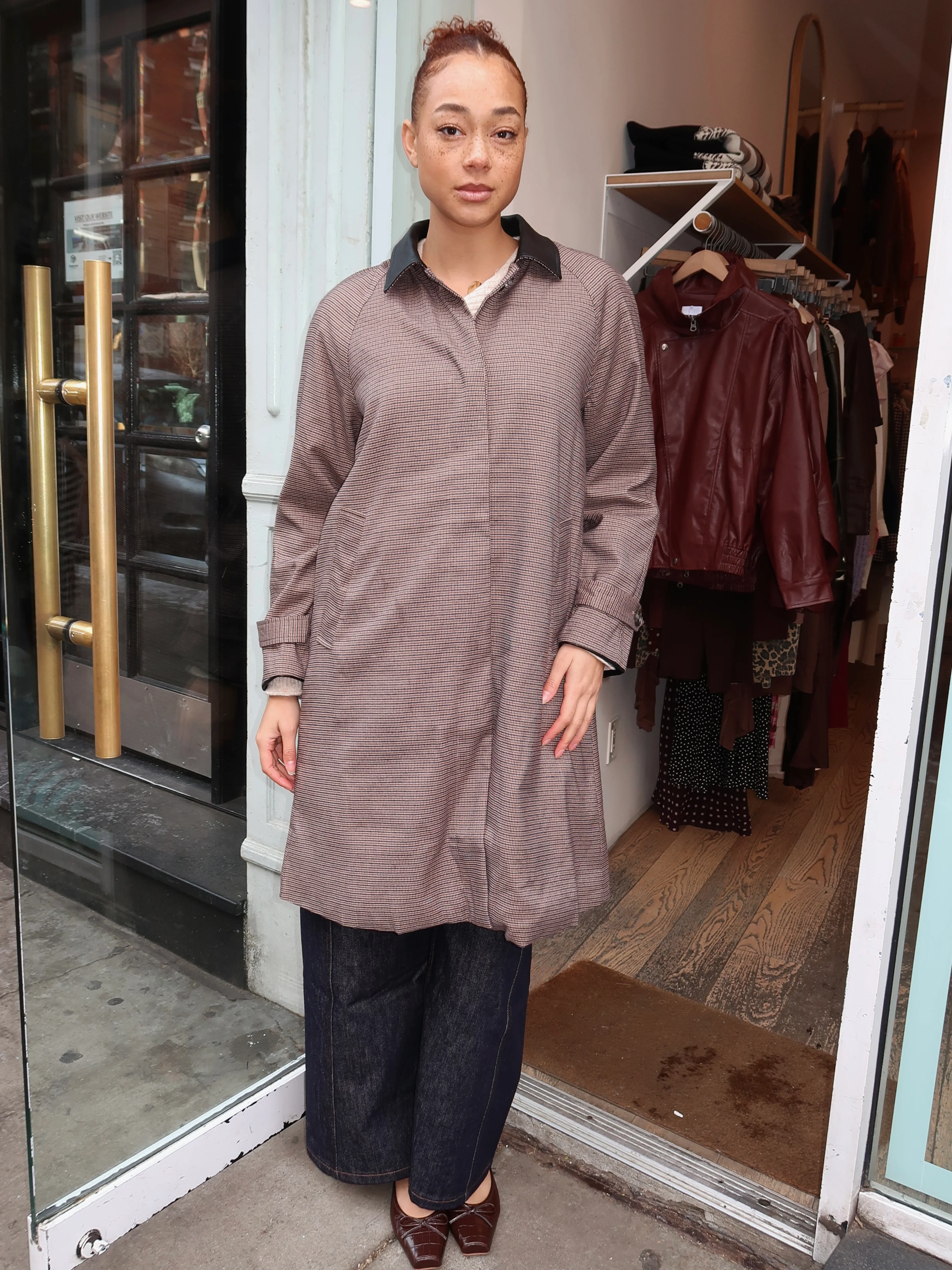 Raiden Coat in Brown Plaid - Image 4