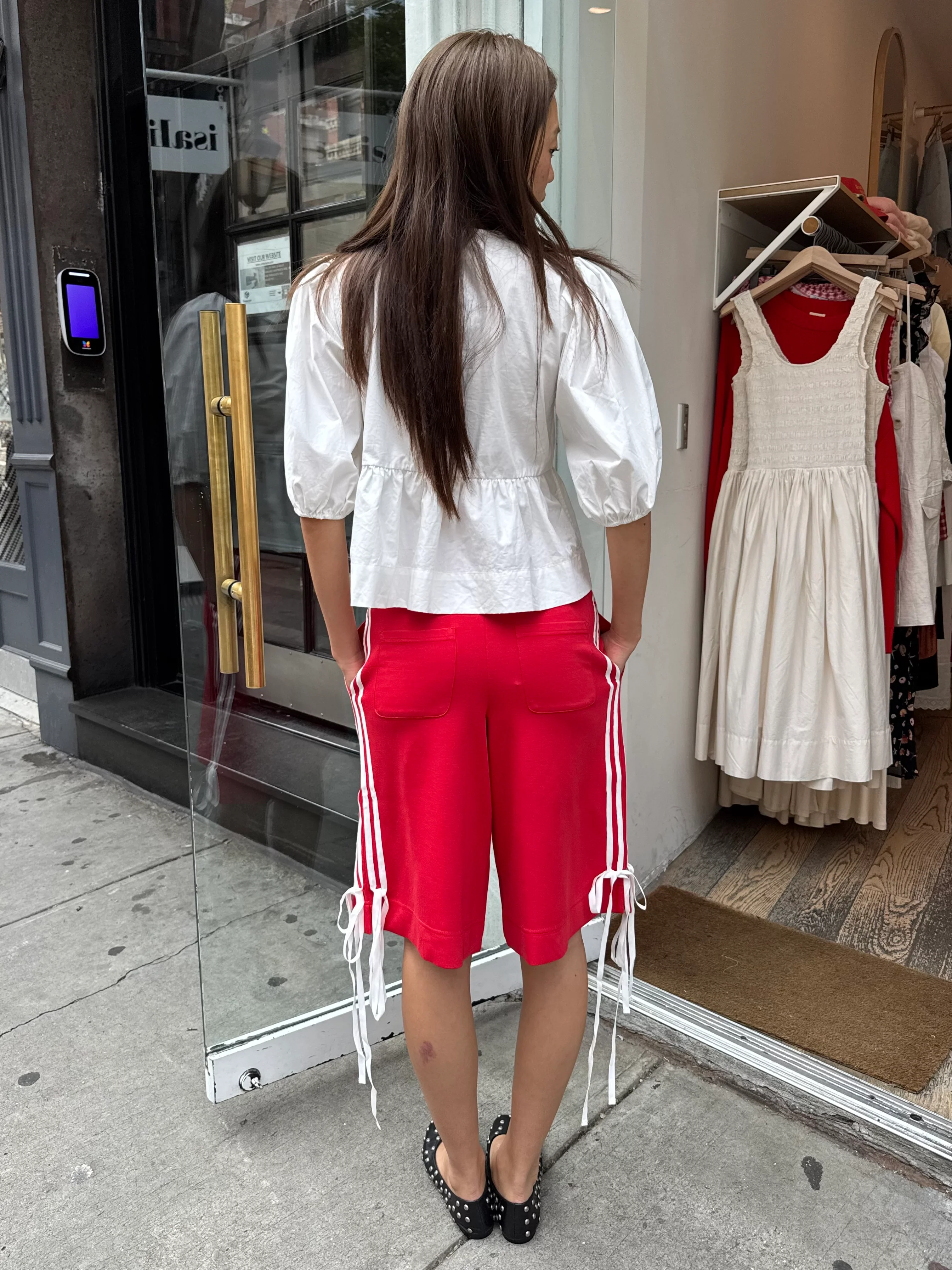 Long Line Bow Jort in Red White Bow - Image 3