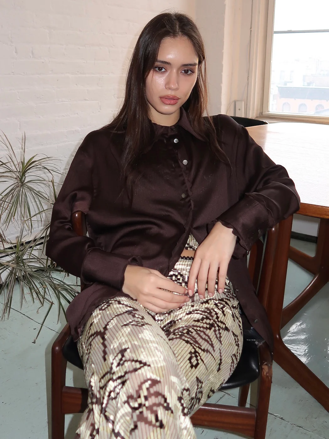 Rey Button Up in Brown
