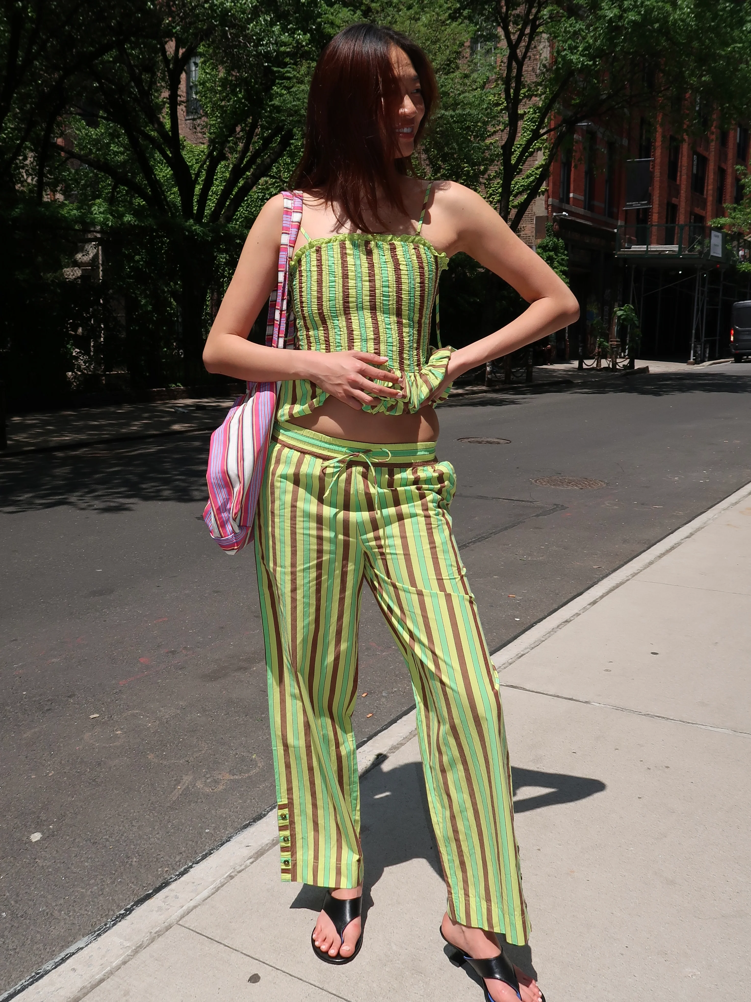 Ritik Trouser in Tropical Business Stripe Lime - Image 4