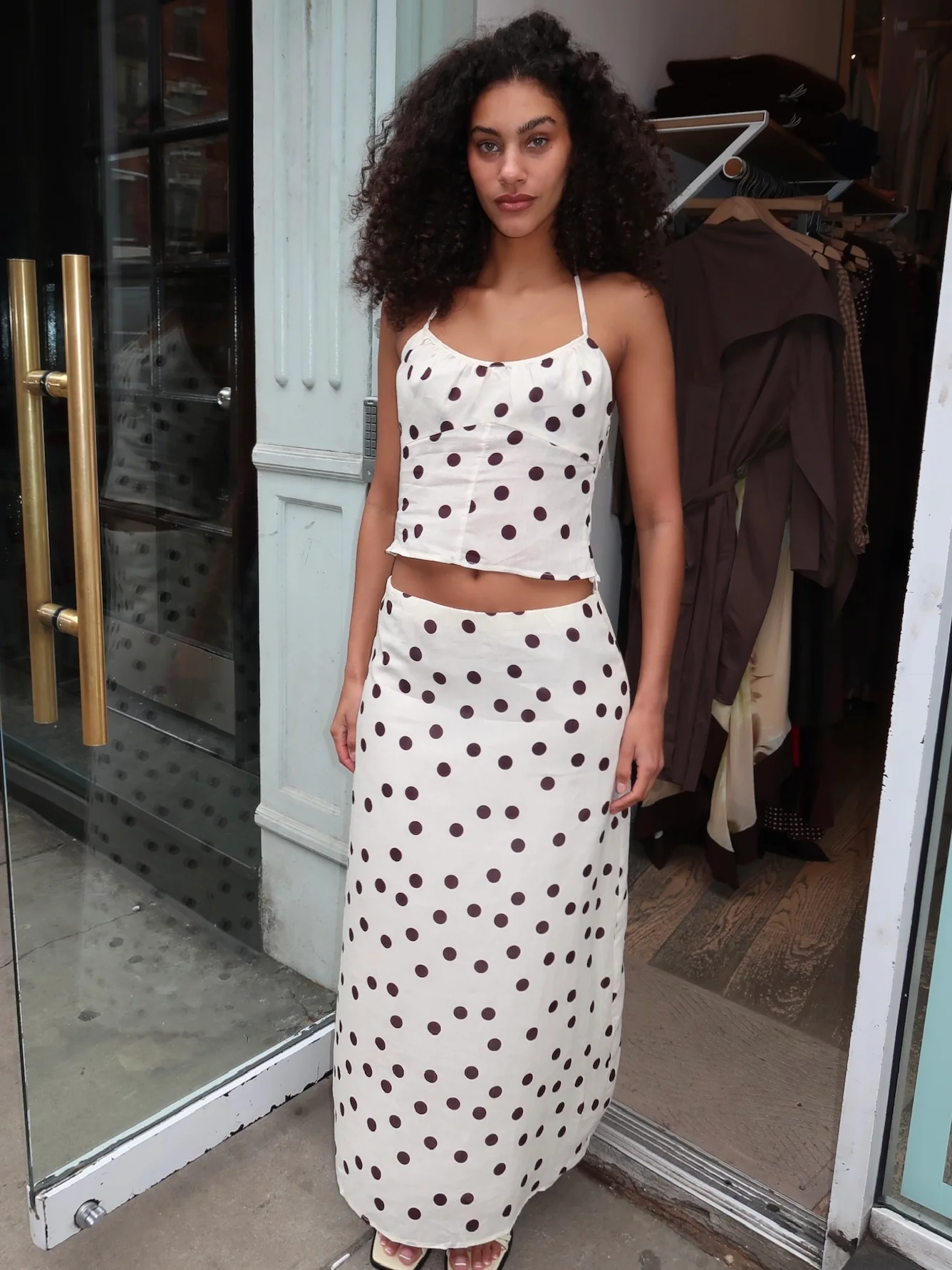 Rory Halter Top + Maxi Skirt in Cream Dot - Image 4