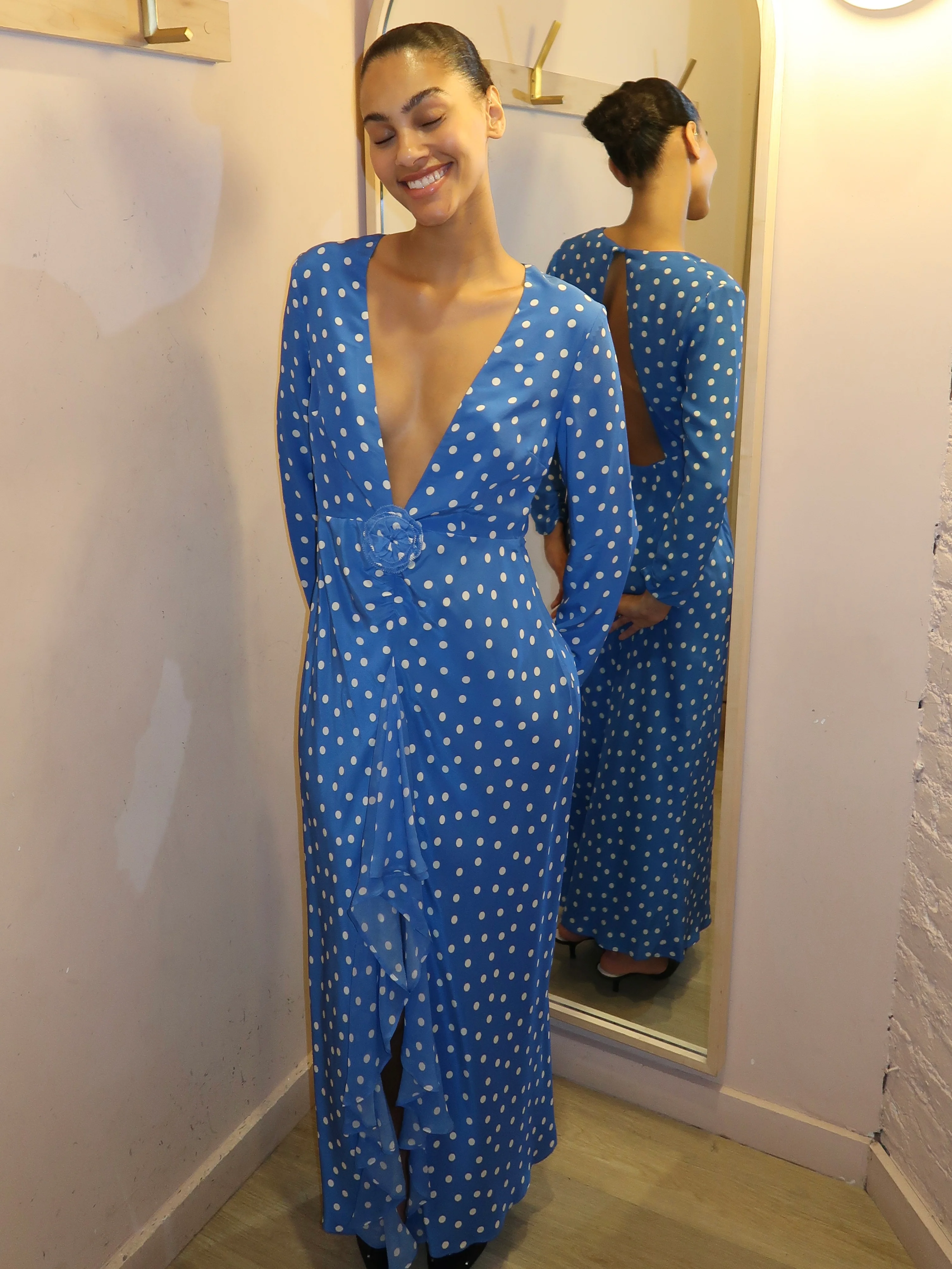 Rose Dress in Bohemia Spot Blue - Image 4