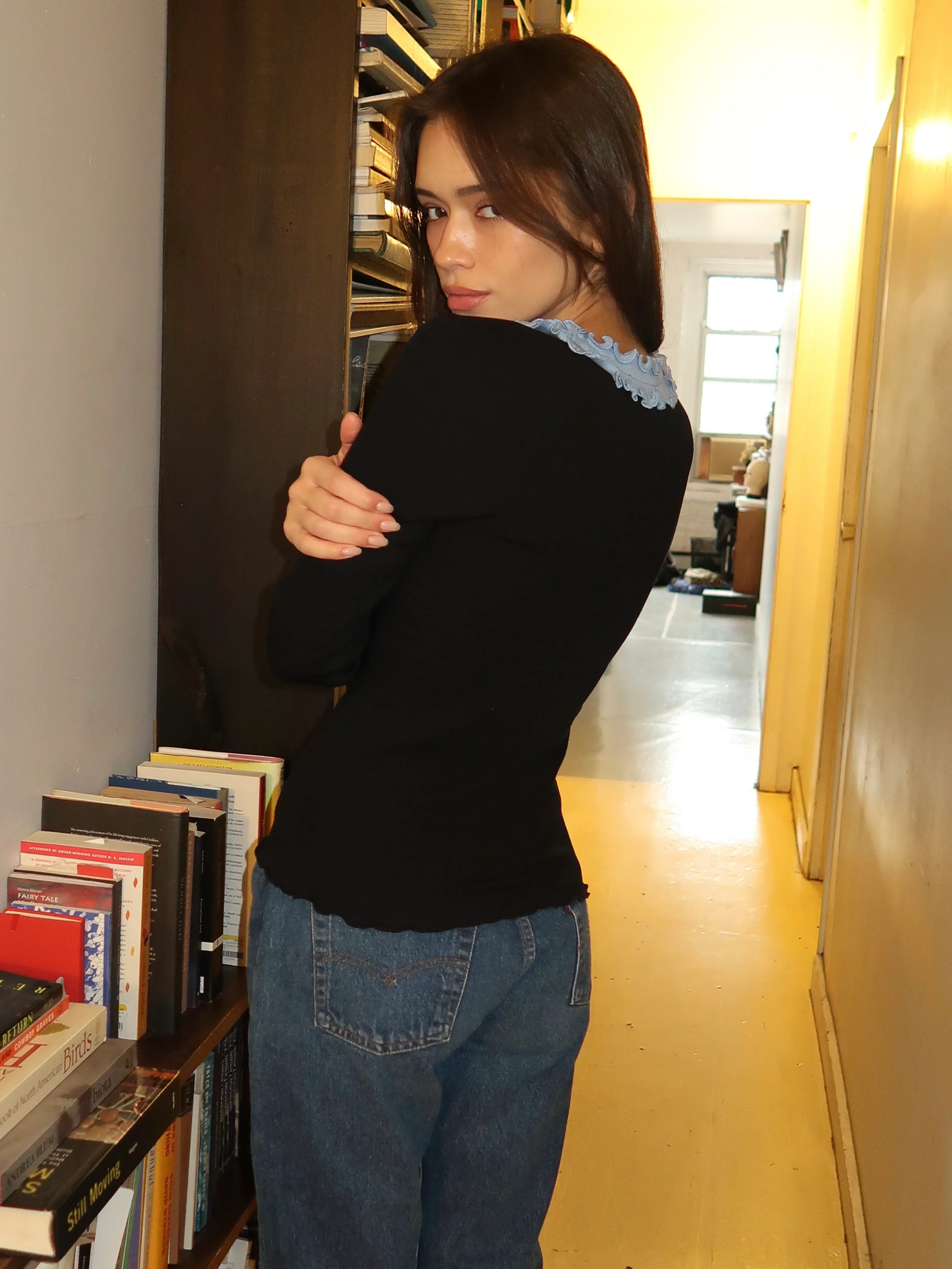 Rosie Seamless Top in Black/Blue - Image 3