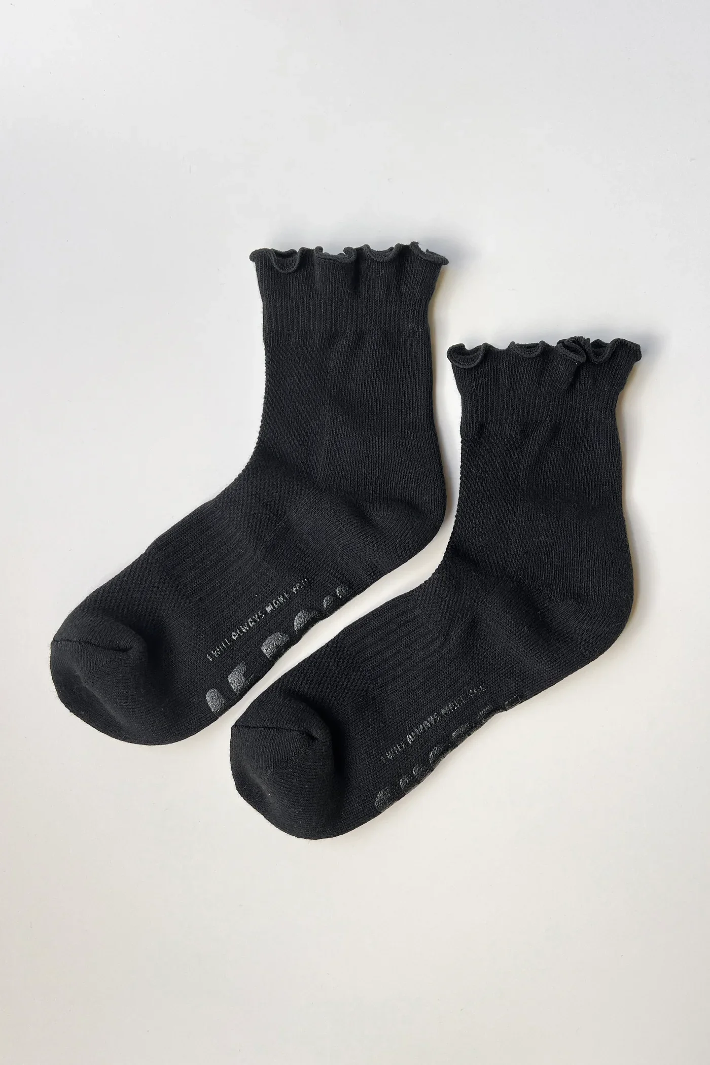 Ruffled Hugger Crew Socks in Black