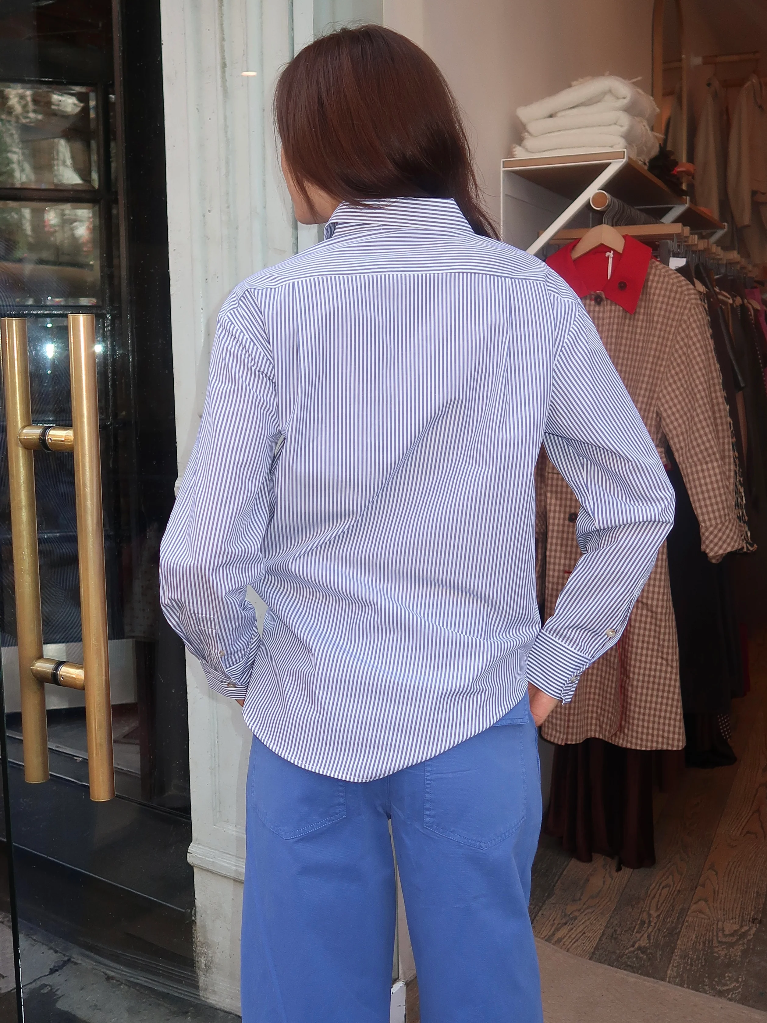 Saline Button Down Shirt in Blue Stripe - Image 3