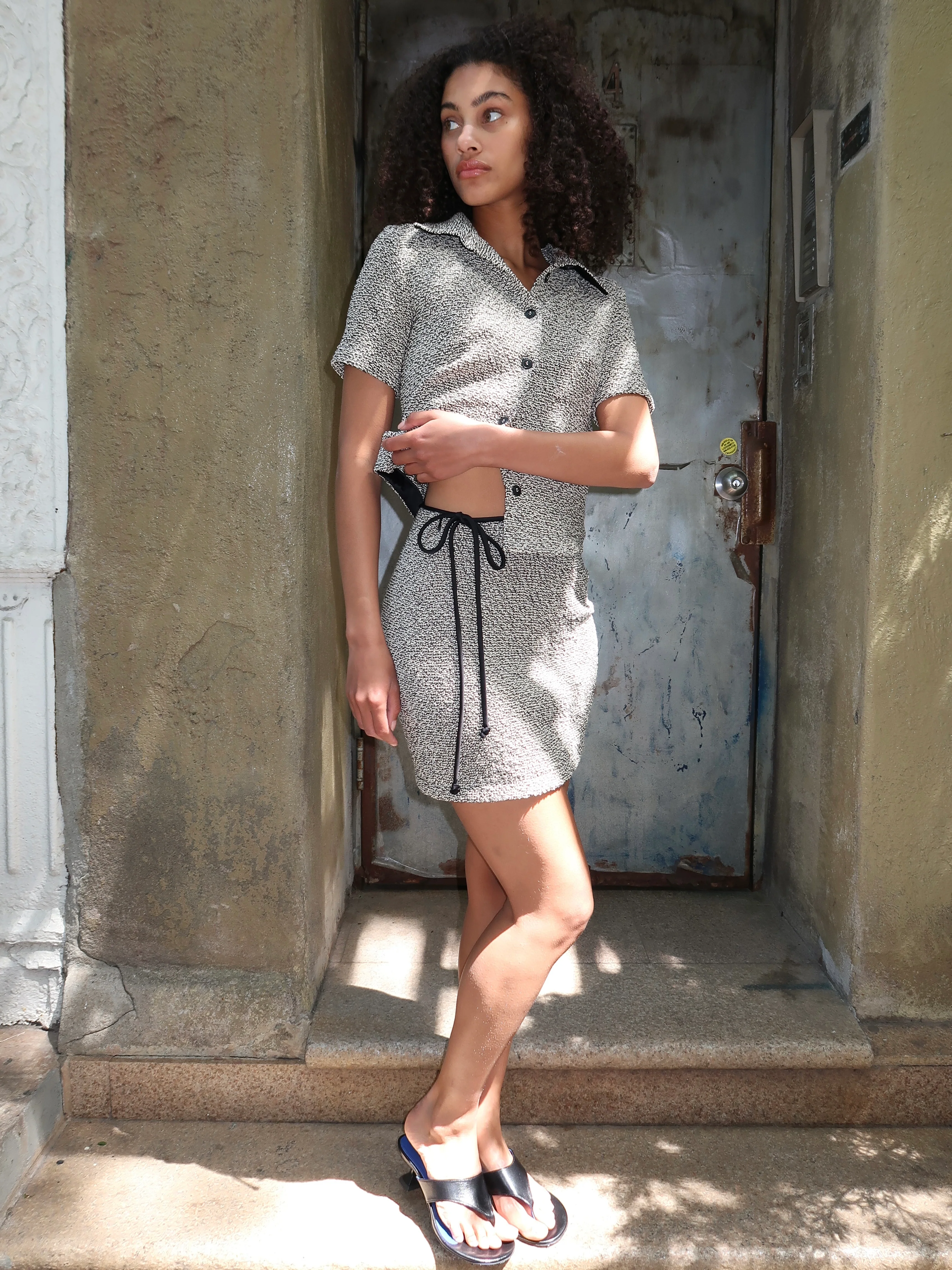 Sammy Skirt in Black/Creme Mouline - Image 4