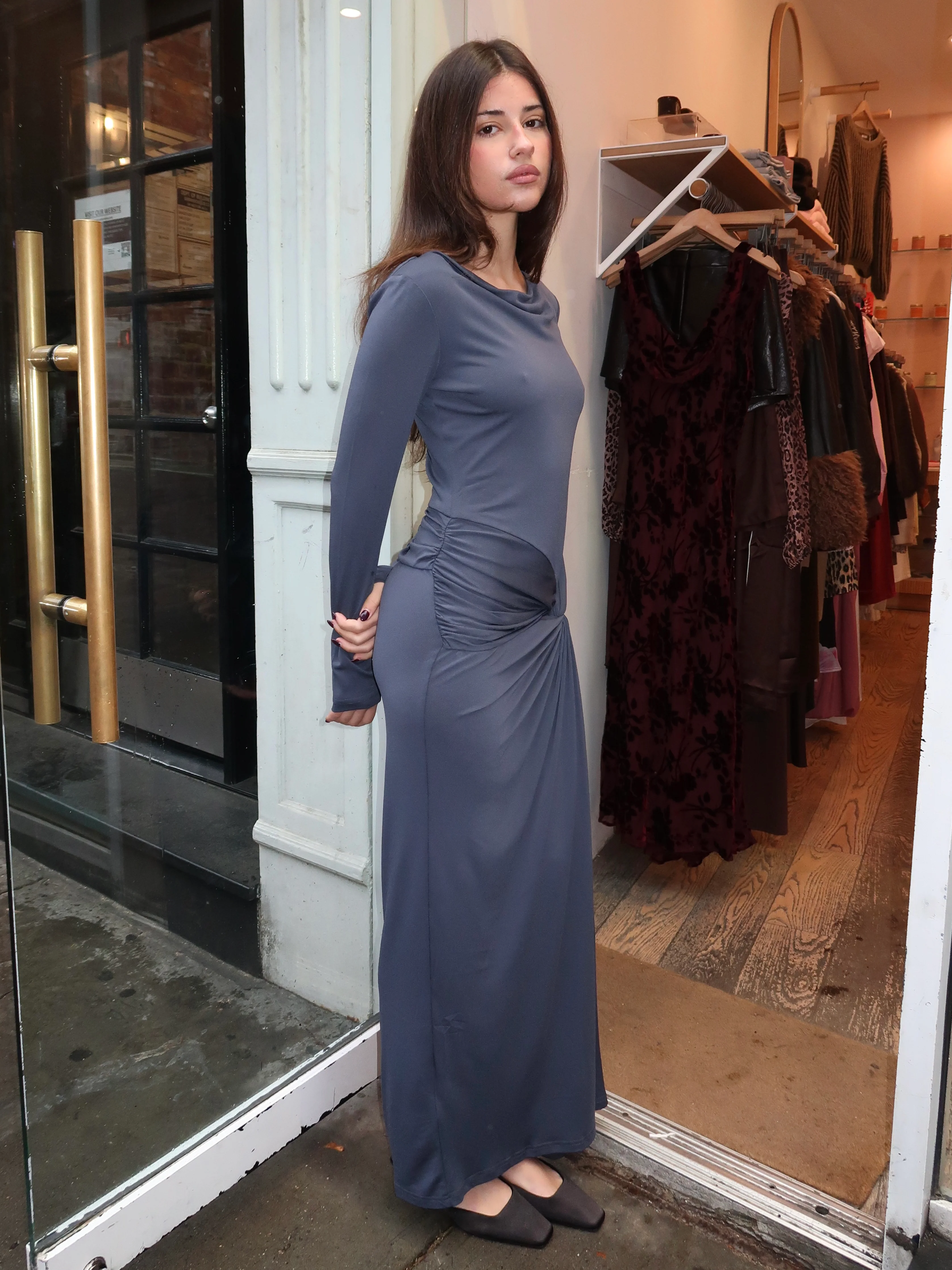 Sarlyn Long Sleeve Maxi Dress in Slate - Image 2