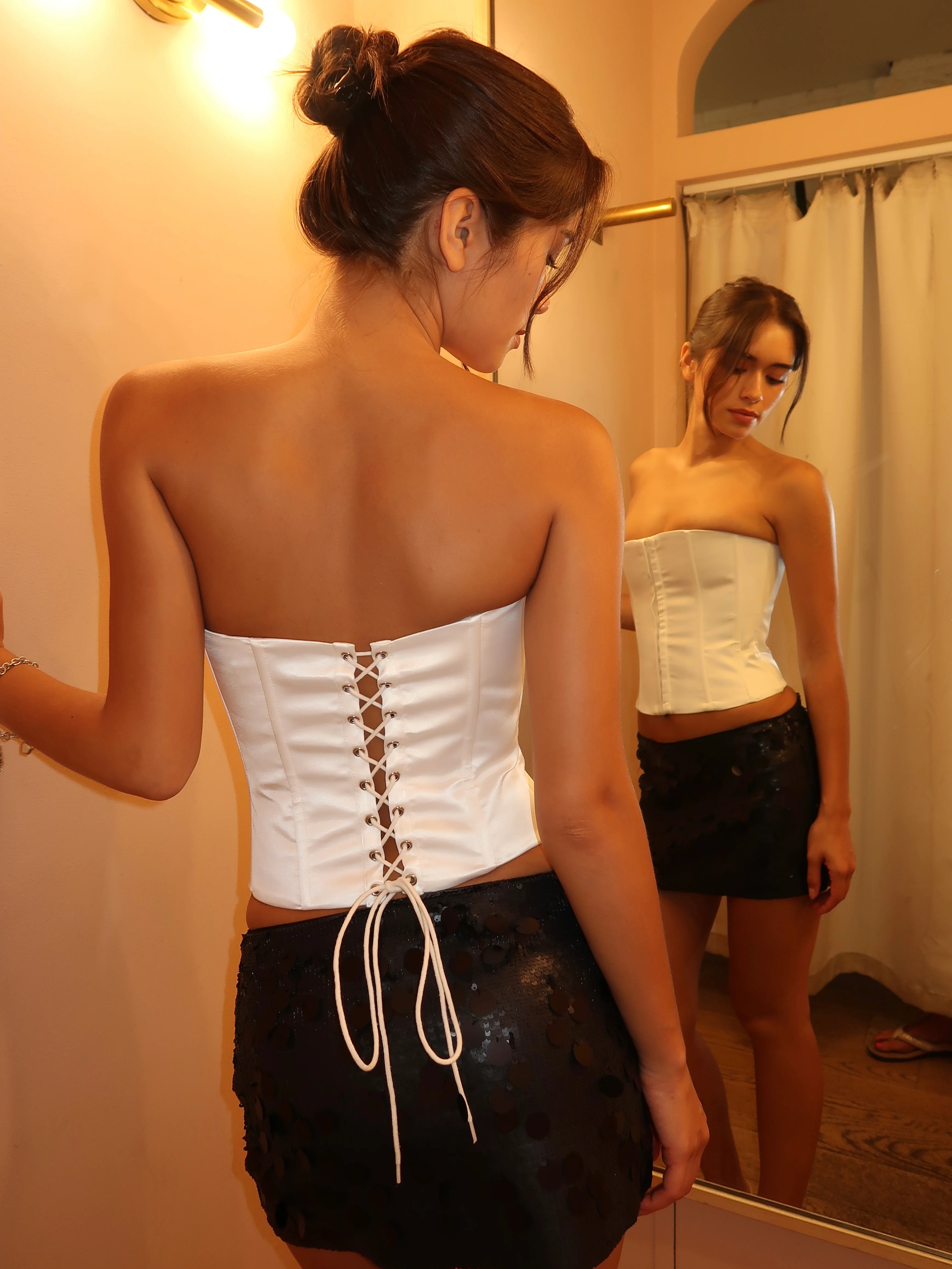 Satin Corset in White - Image 3