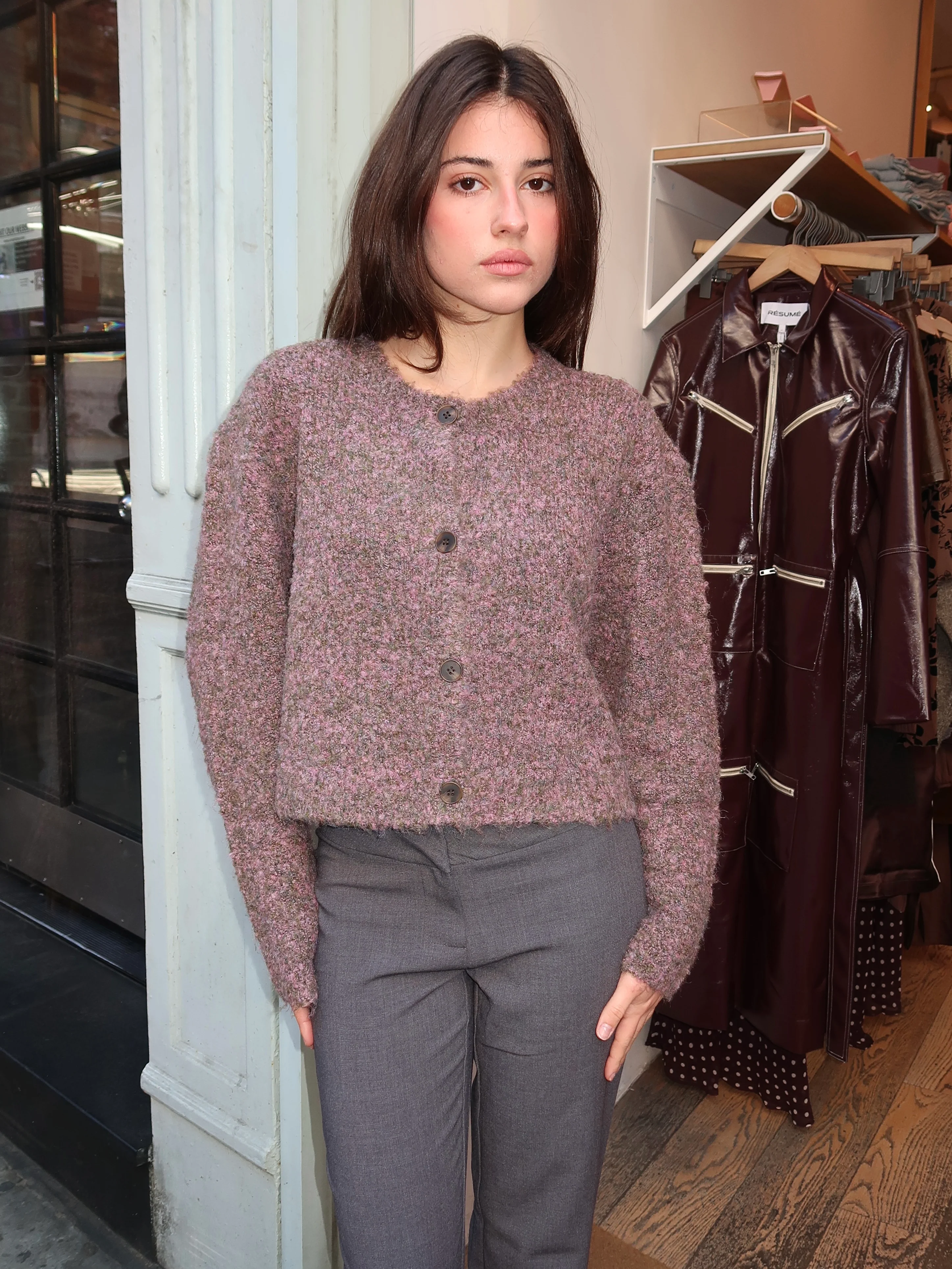 Sebille Cardigan in Lilac Olive - Image 4
