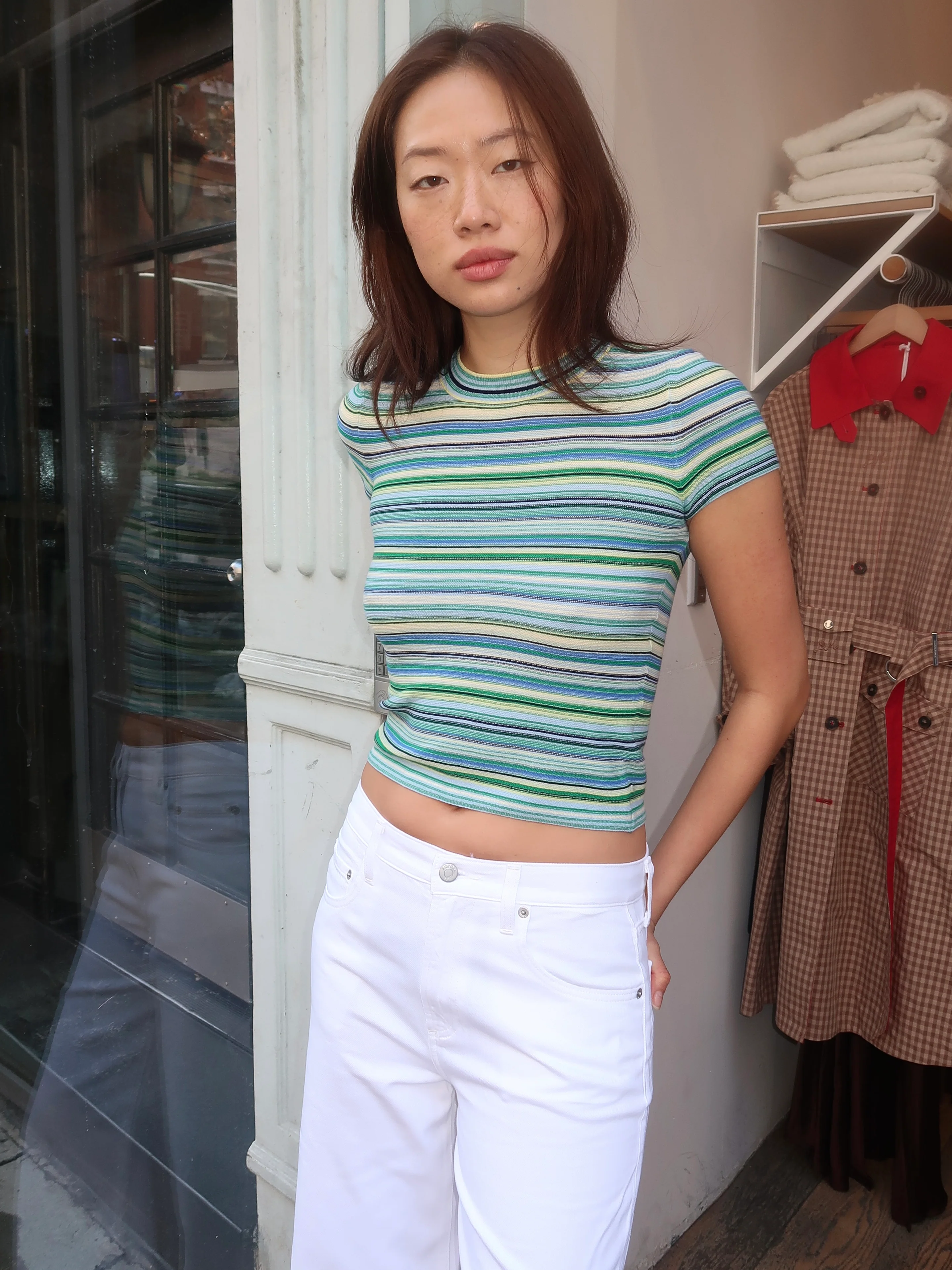 Selene Multicolor Sweater Tee in Blue Green - Image 4
