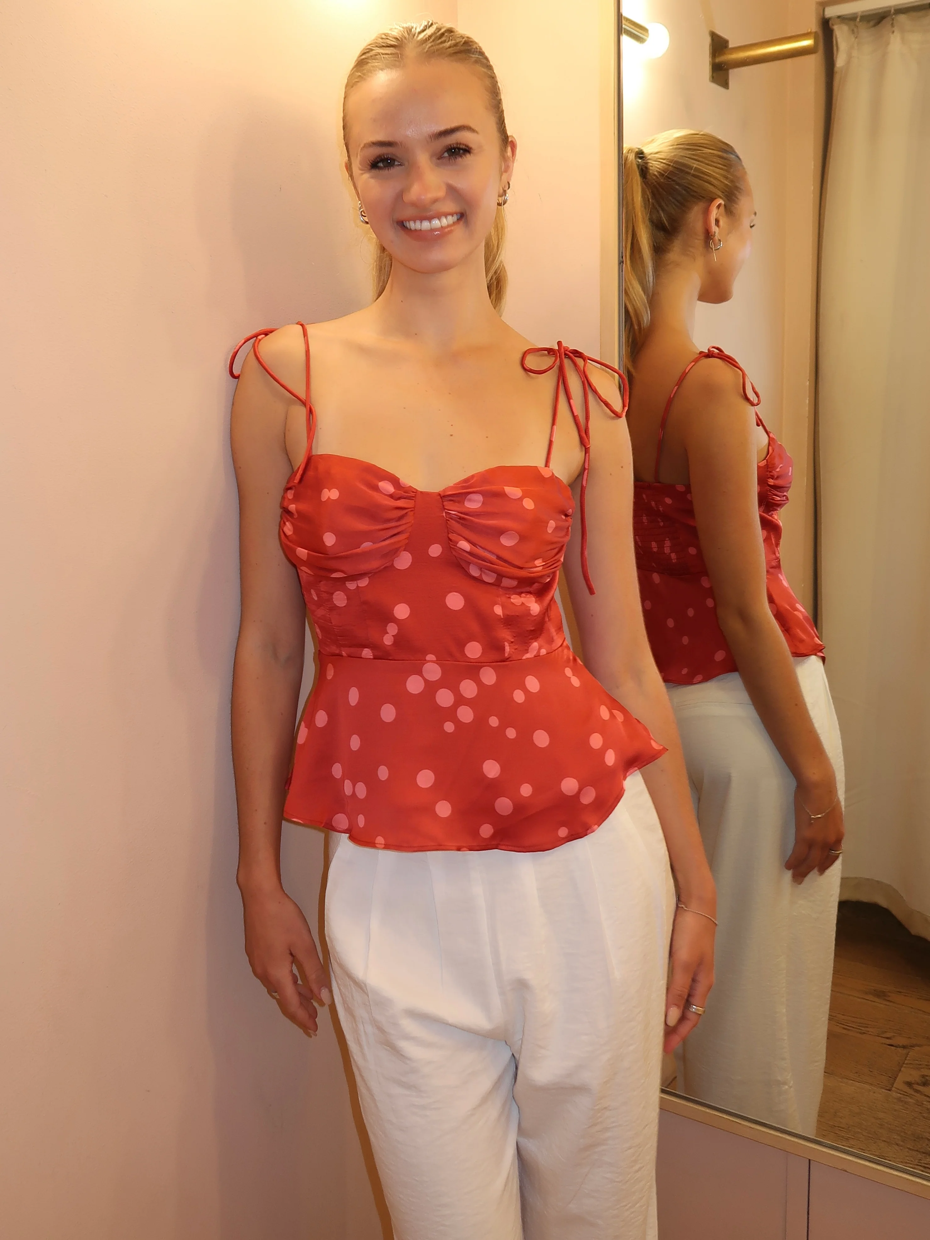 Selina Top in Red Polka Dot - Image 3
