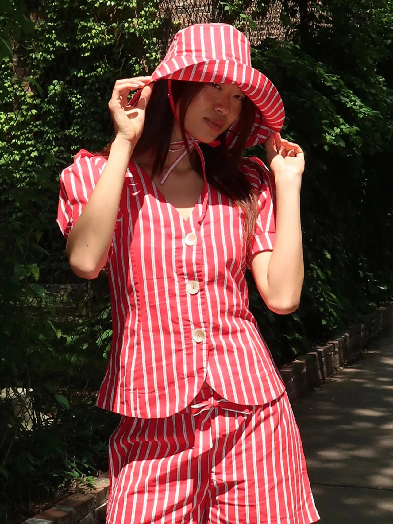 Shell Blouse in Red Stripe - Image 4