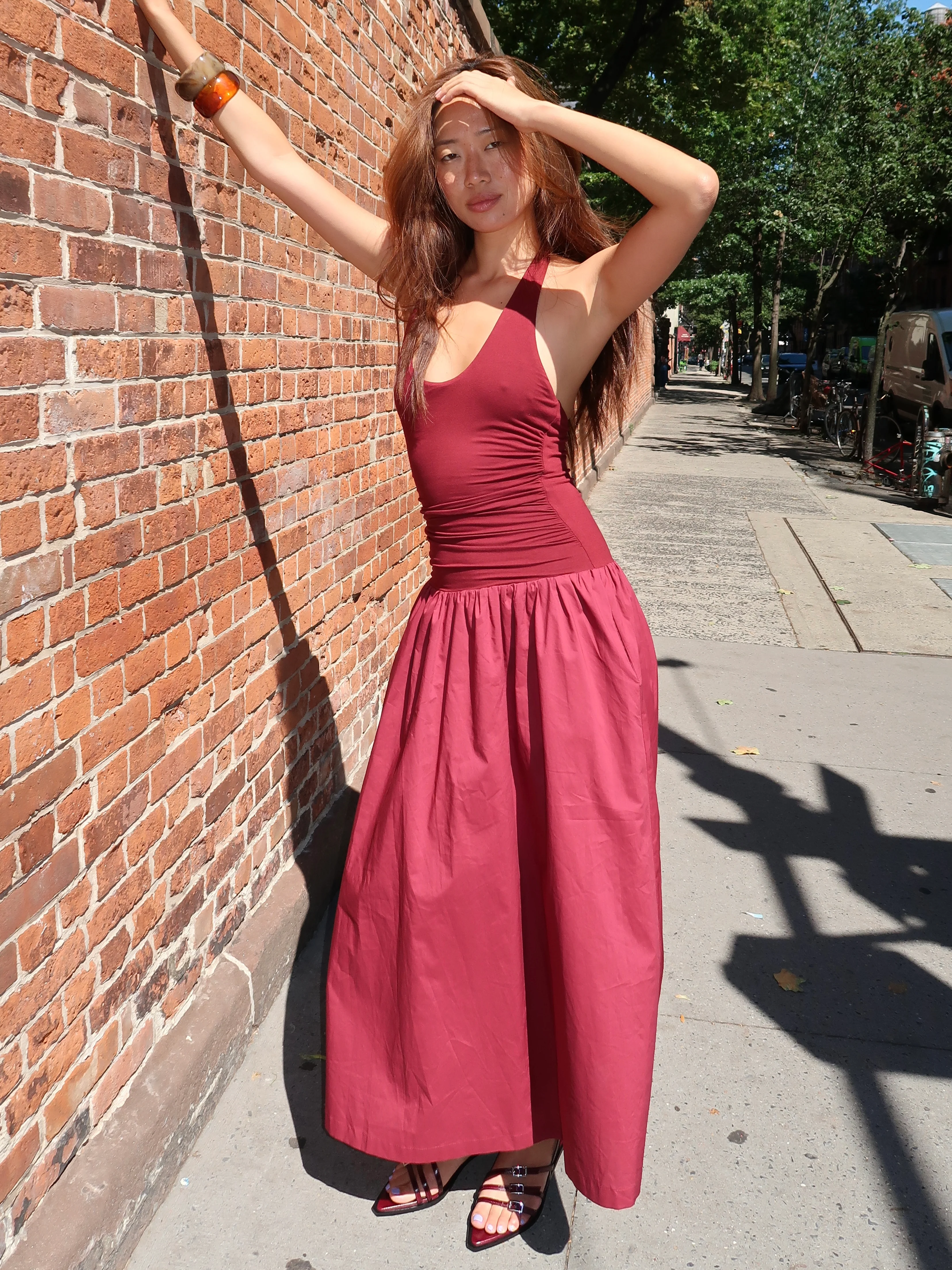 Sintra Halter Maxi Dress in Wine - Image 2