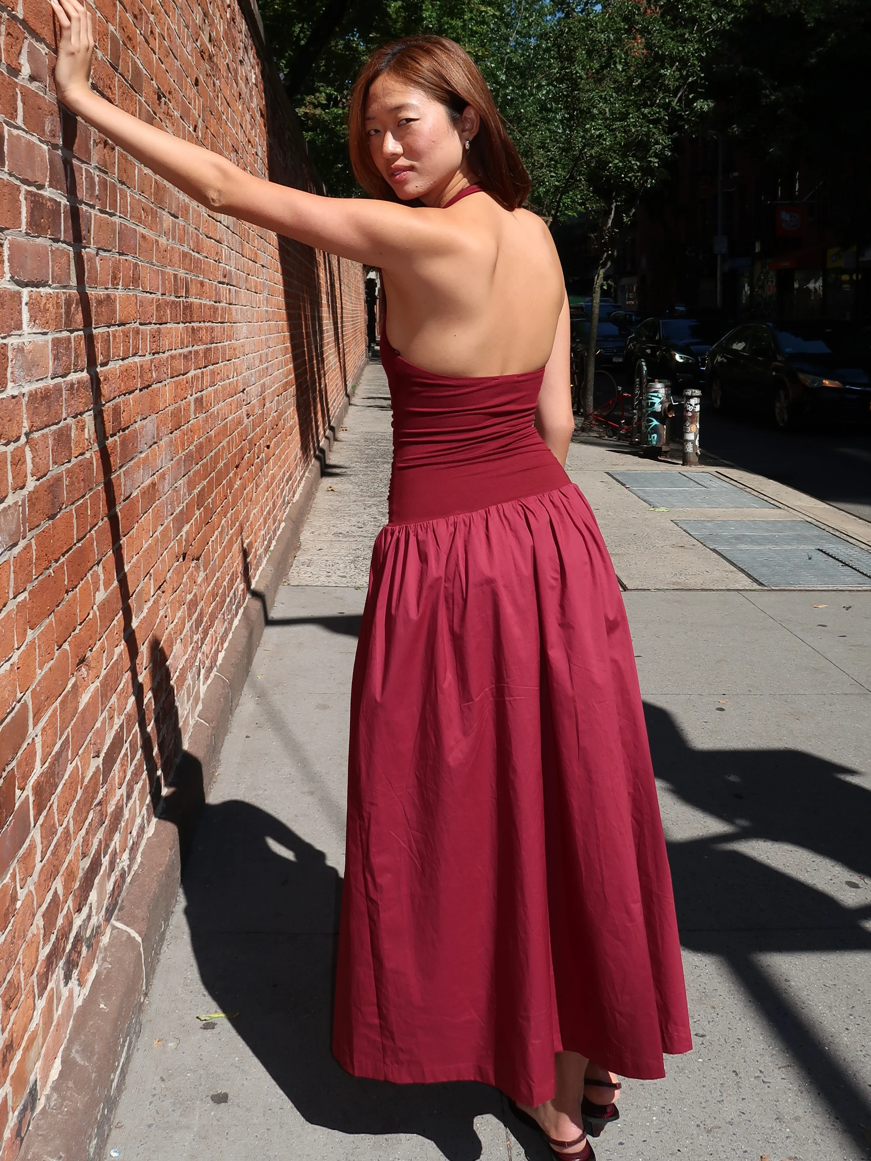 Sintra Halter Maxi Dress in Wine - Image 3