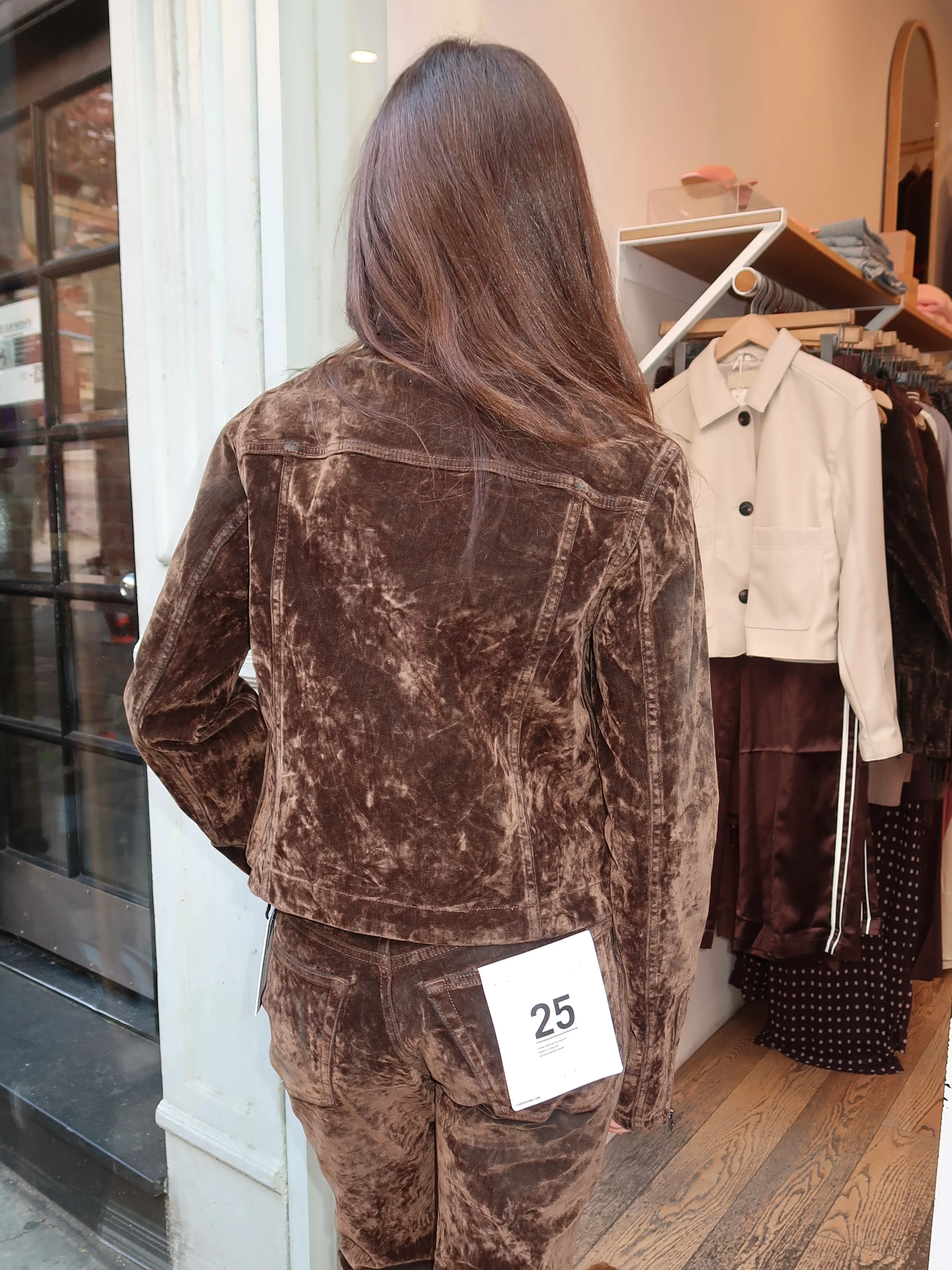 Slim Zip Up Jacket in Olive Branch Flocked - Image 3