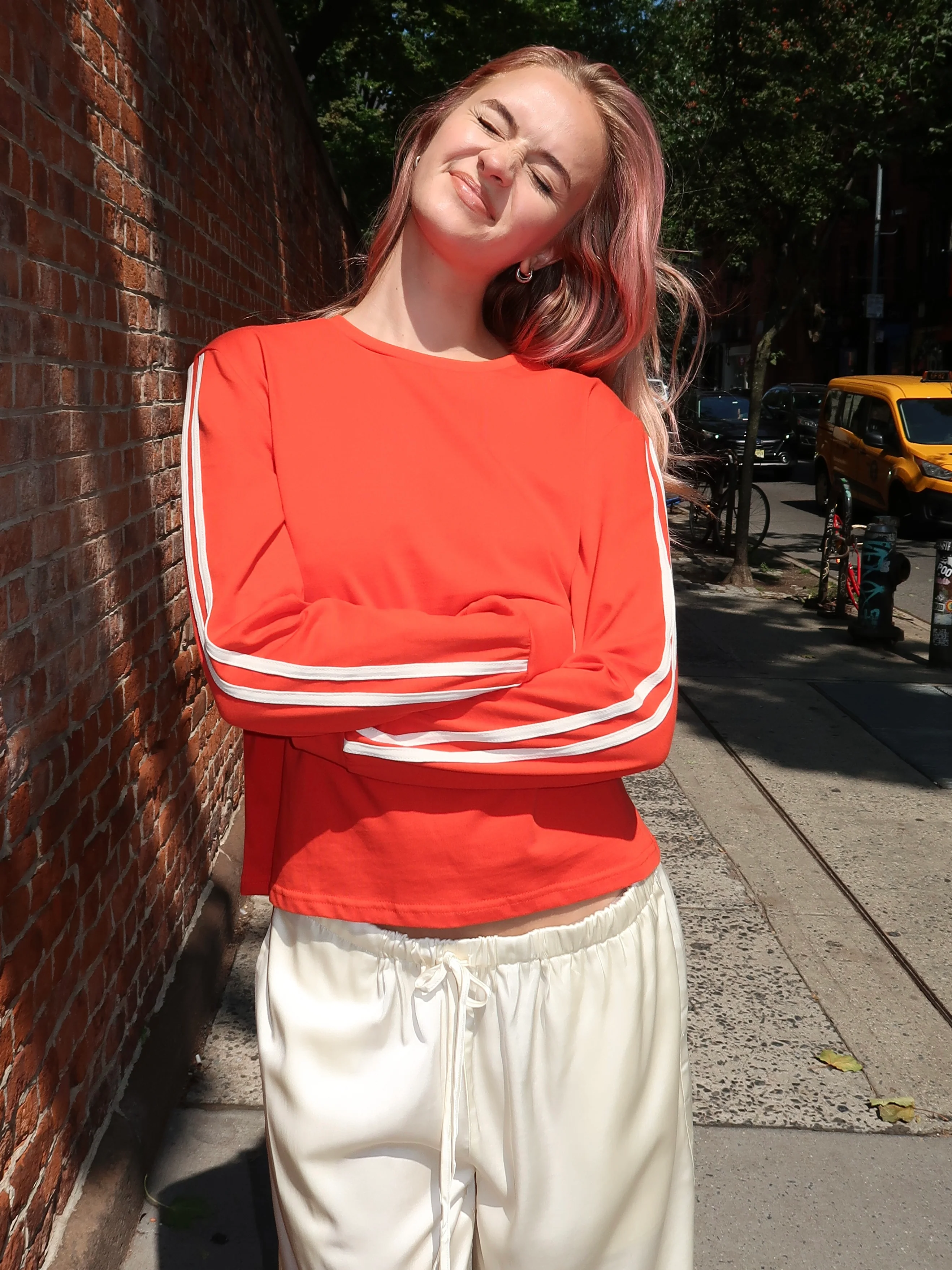 Sophie Jersey Long Sleeve in Red - Image 4