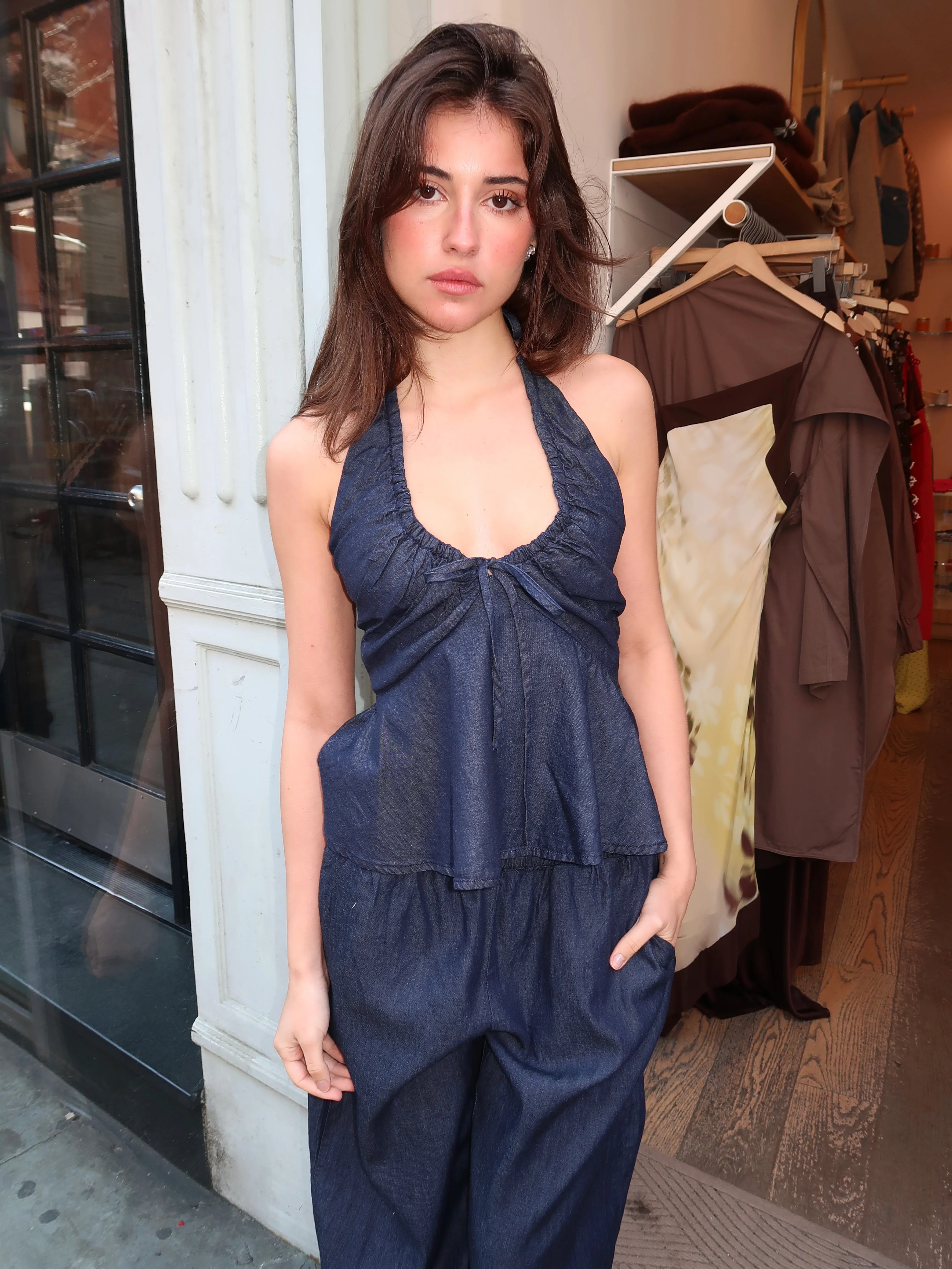 Sosa Halter Top in Indigo