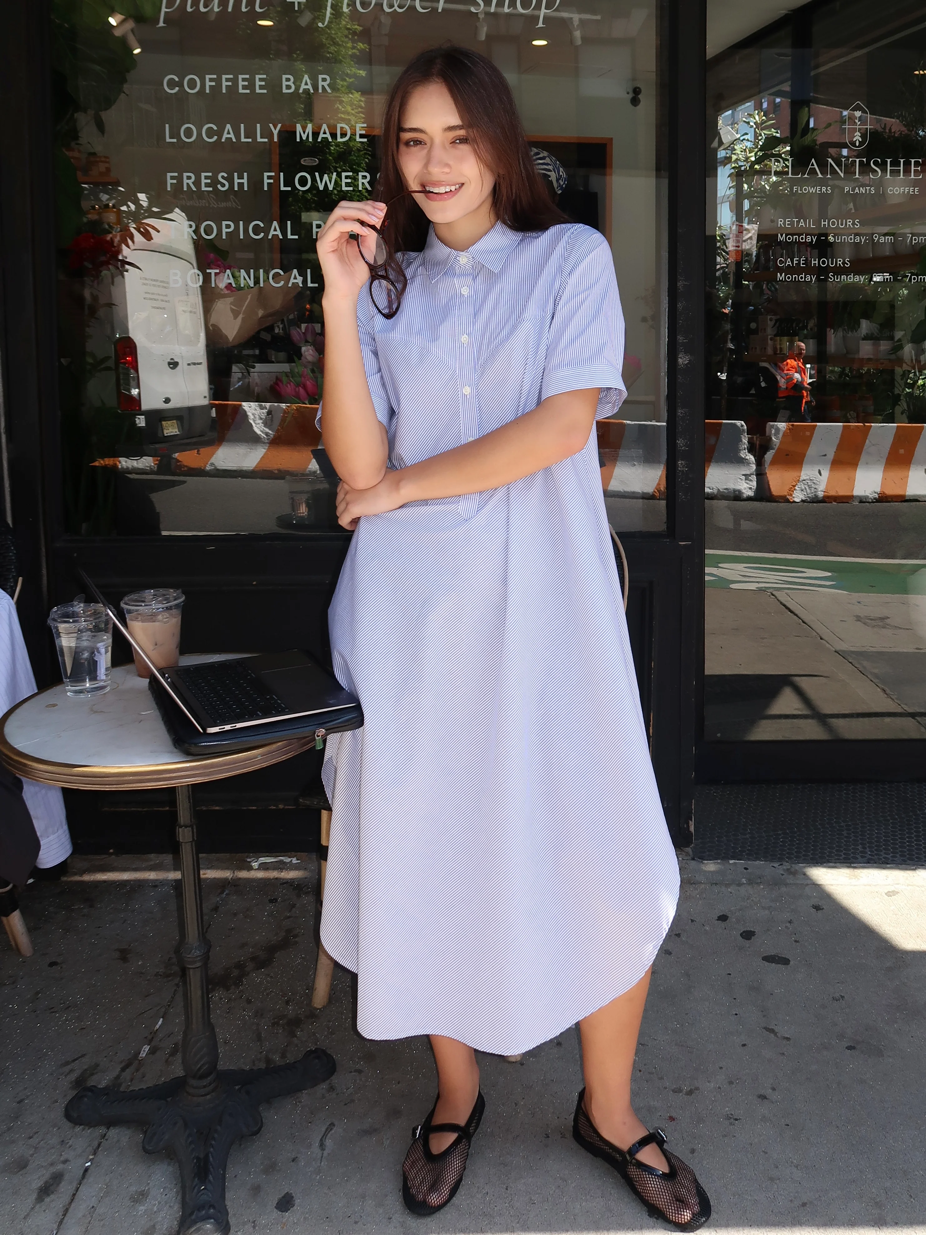 SS Bias Shirtdress in Classic Ticking Stripe