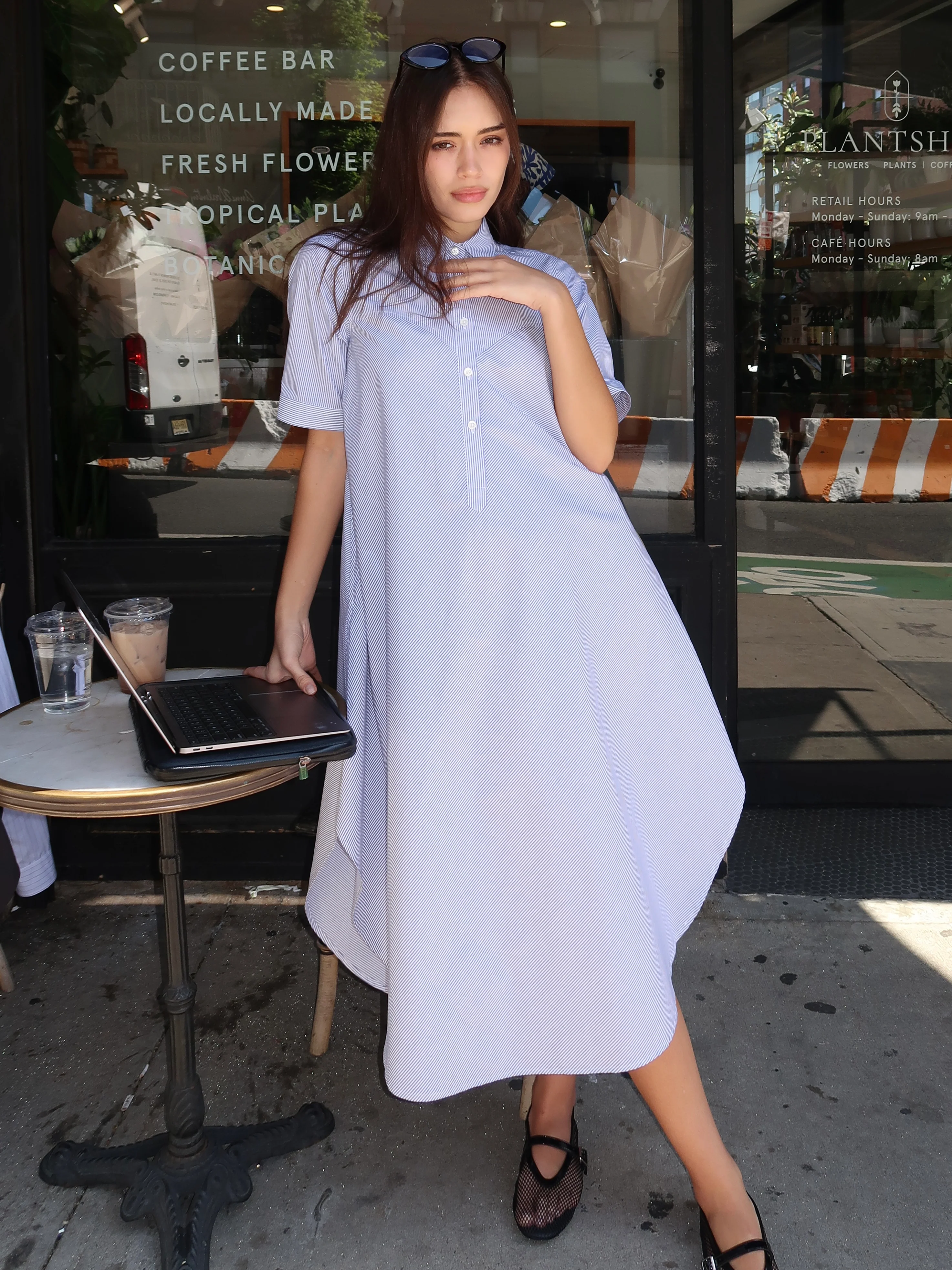 SS Bias Shirtdress in Classic Ticking Stripe - Image 2