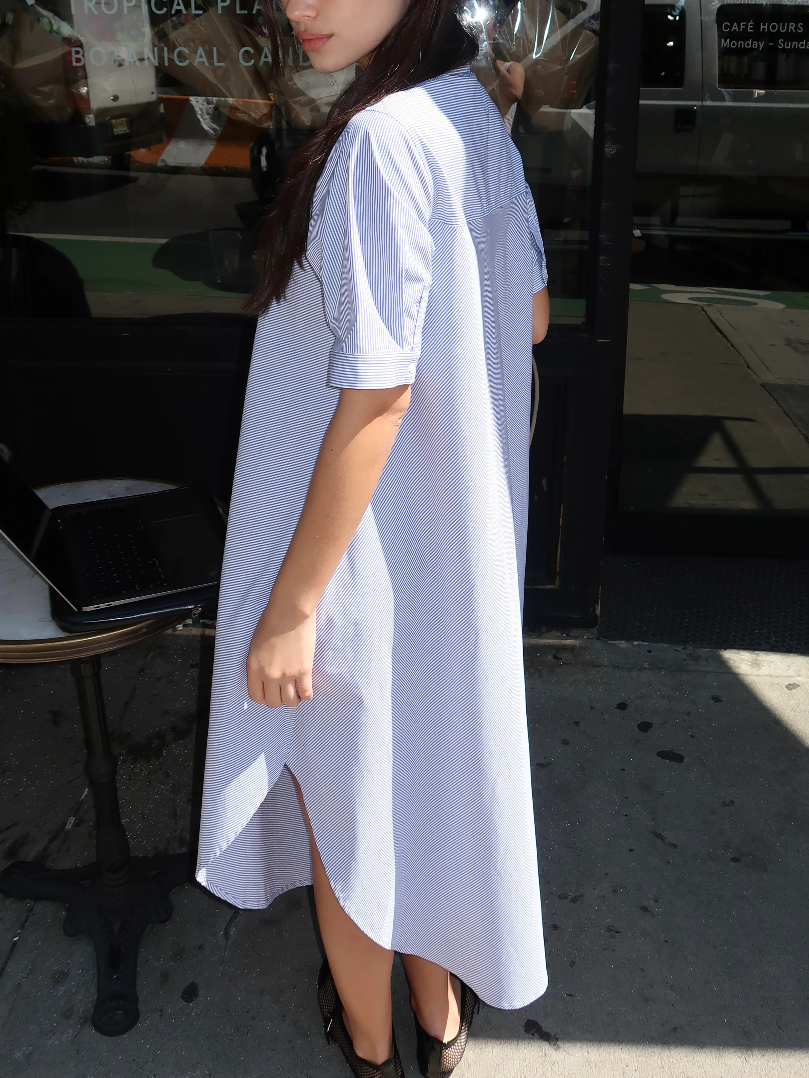 SS Bias Shirtdress in Classic Ticking Stripe - Image 3