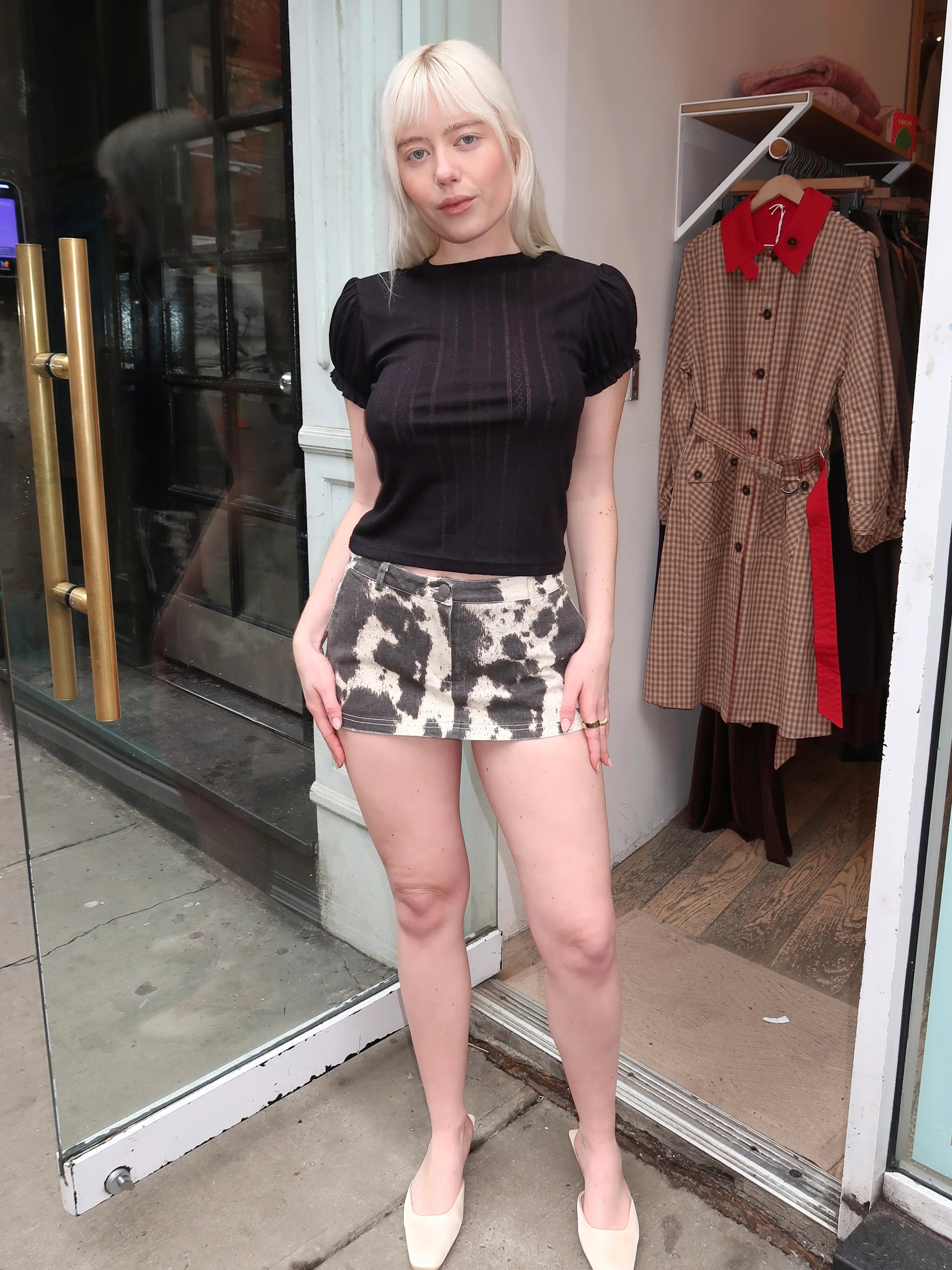 Stassa Mini Skort in Cow Print