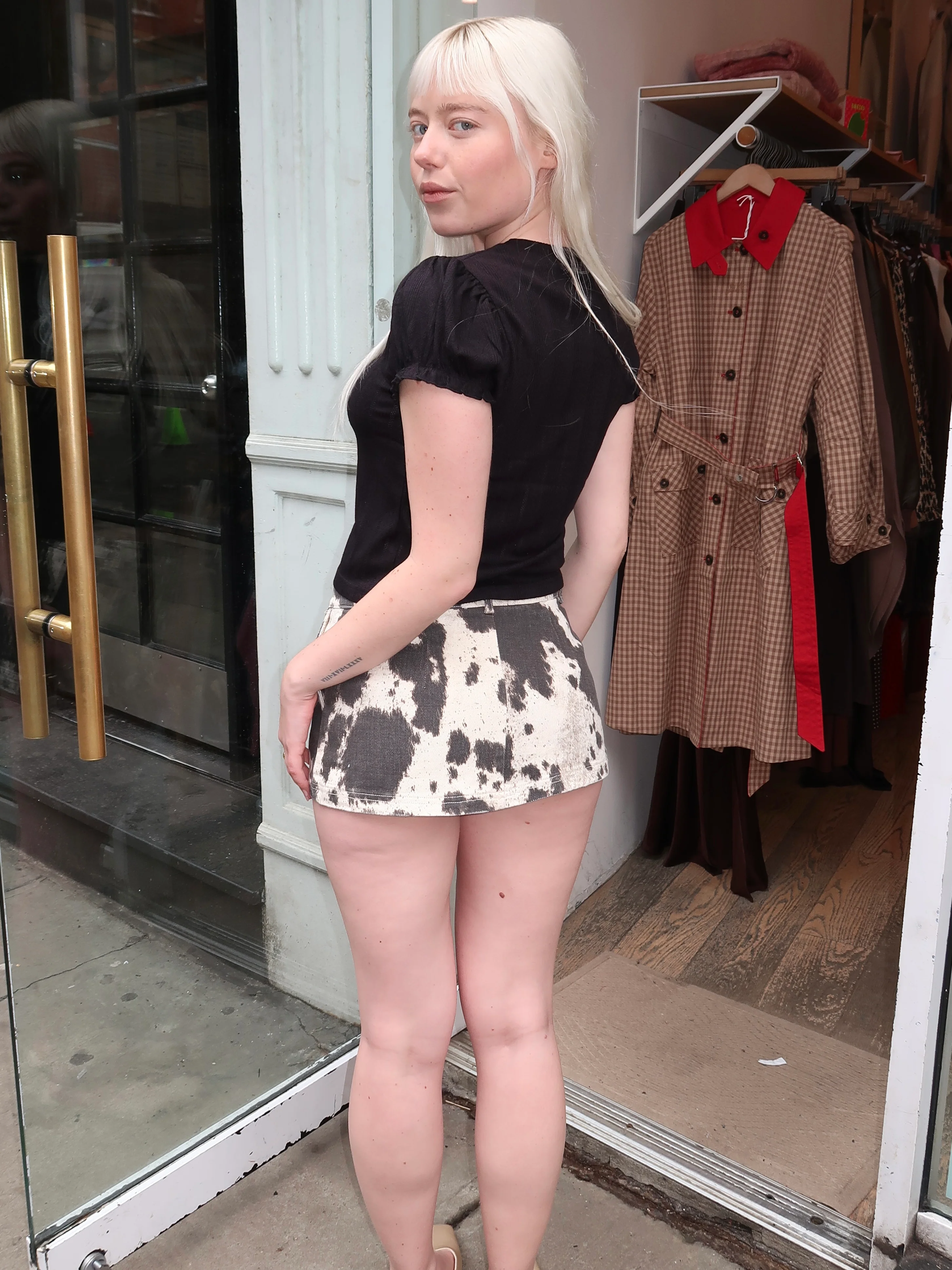 Stassa Mini Skort in Cow Print - Image 3