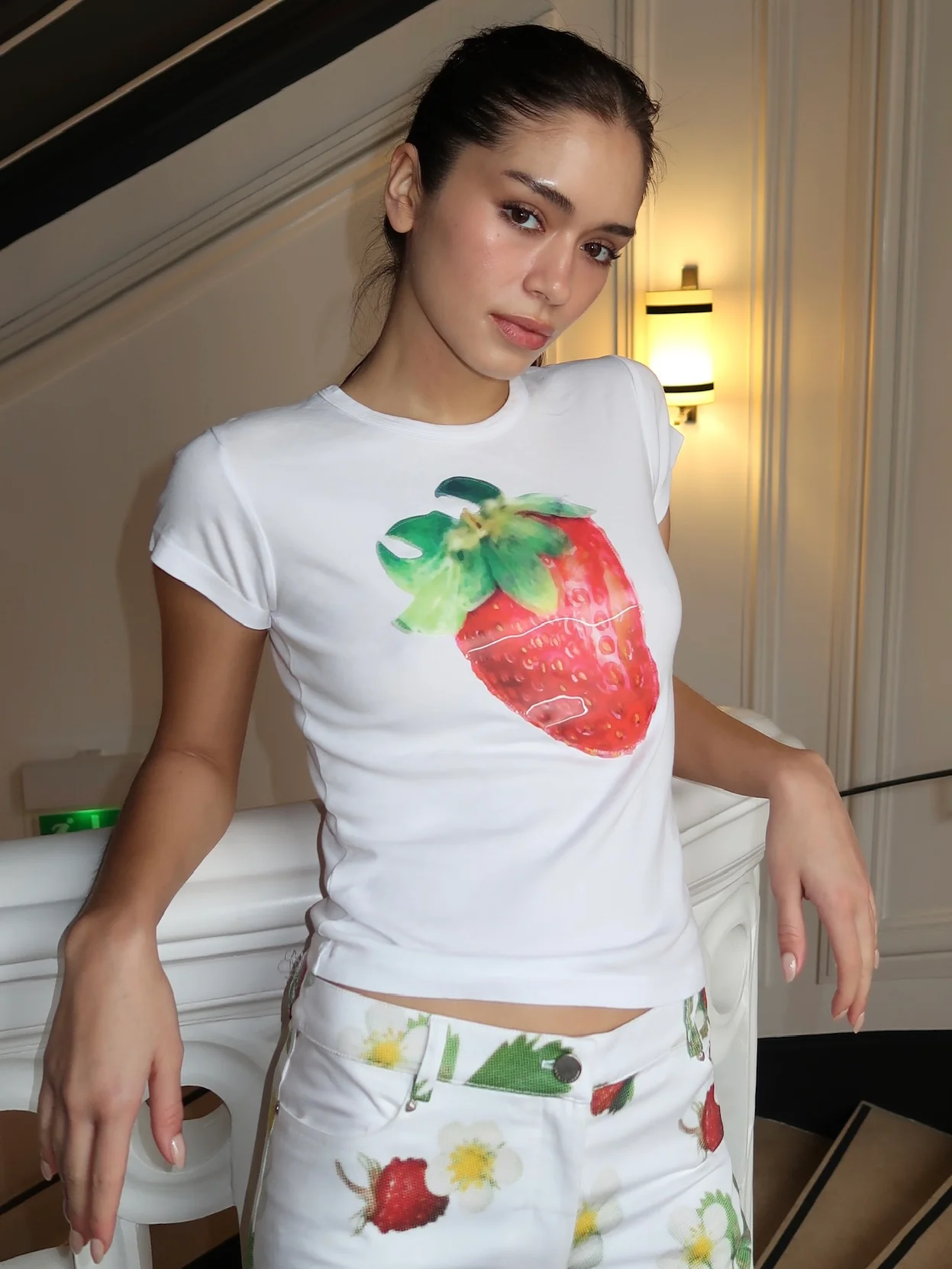Strawberry Baby Tee in White