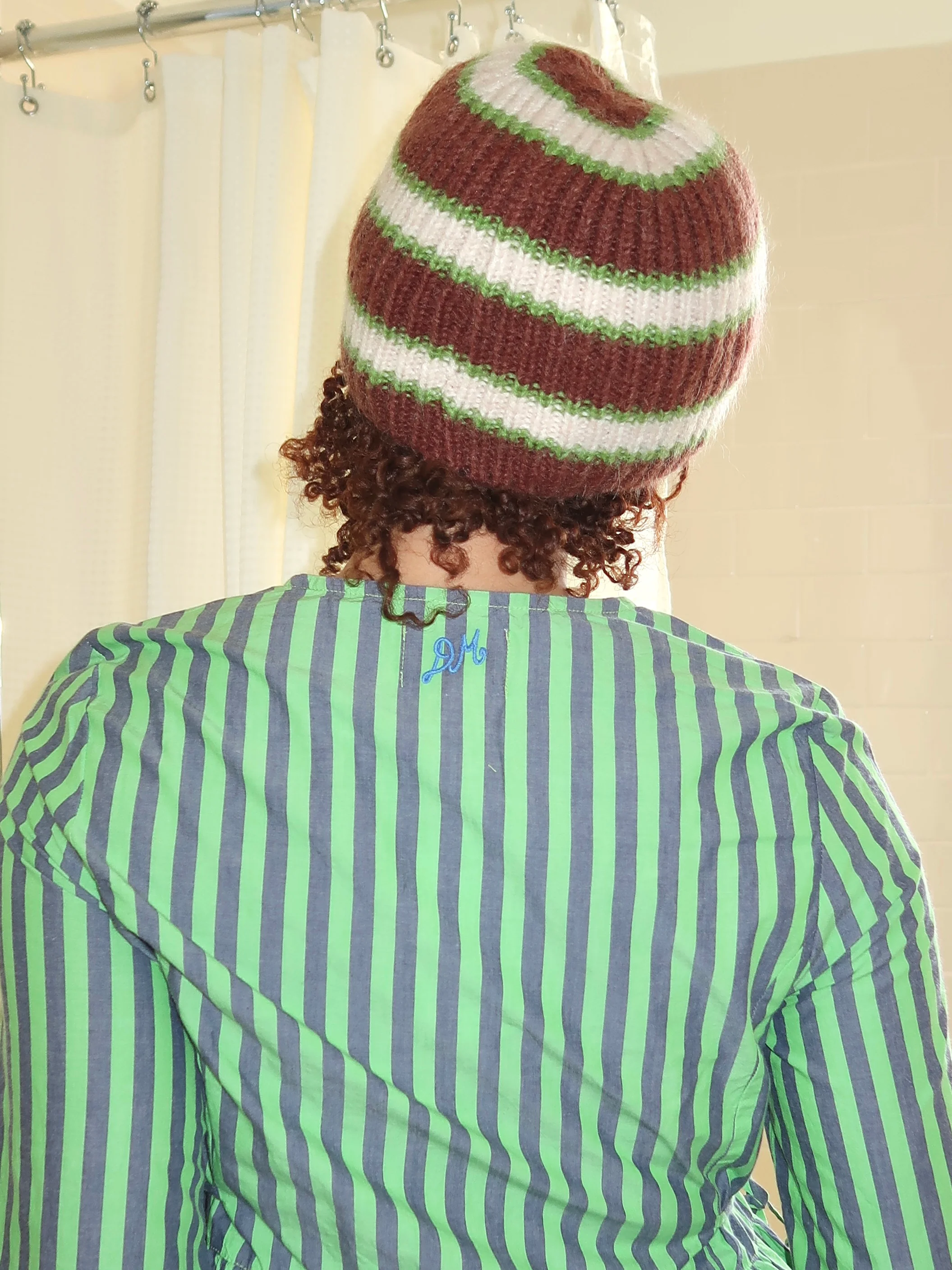 Stripe Beanie in Oat/Burg/Lime Multi - Image 4