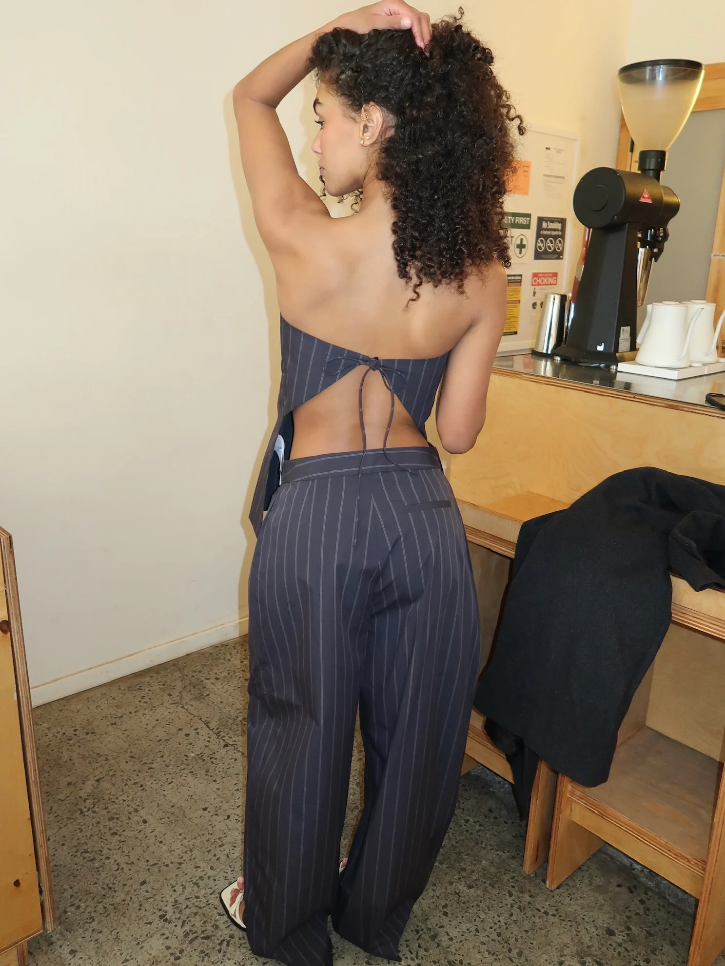 Stripe Relaxed Pleat Pants in Ink Stripe - Image 3