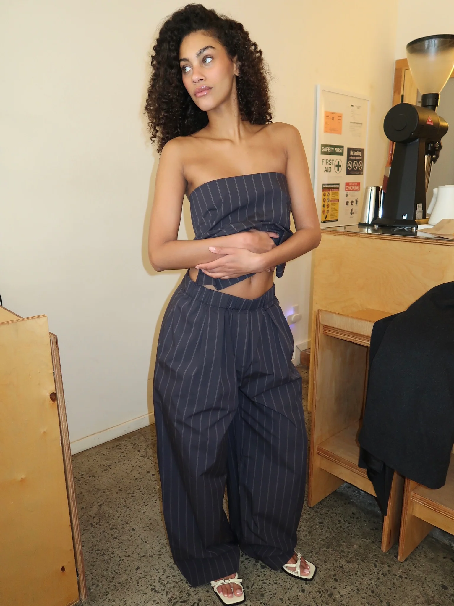 Stripe Relaxed Pleat Pants in Ink Stripe - Image 4