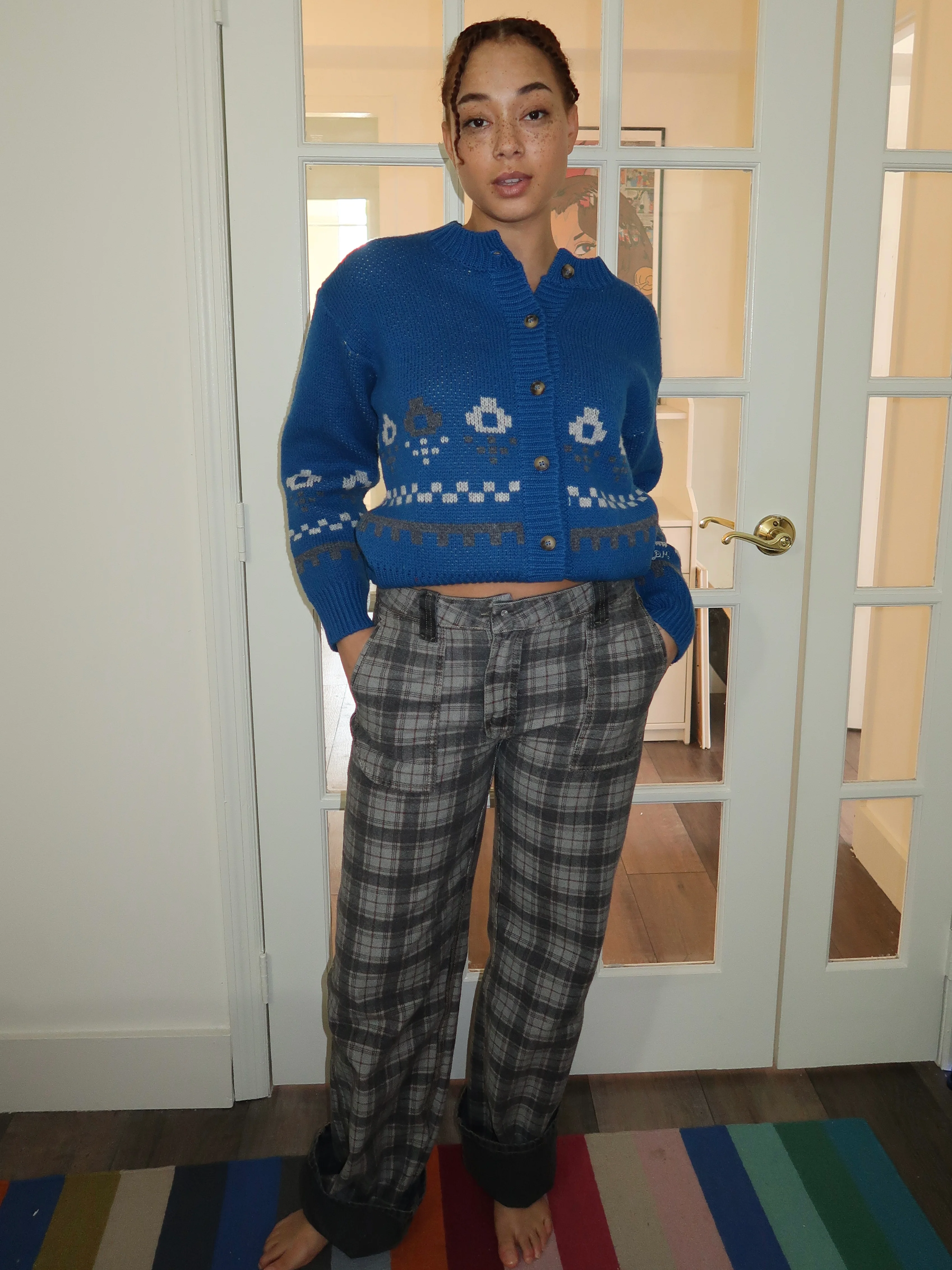 Sylvie Reversible Jean in Asphalt Wash/Check - Image 2