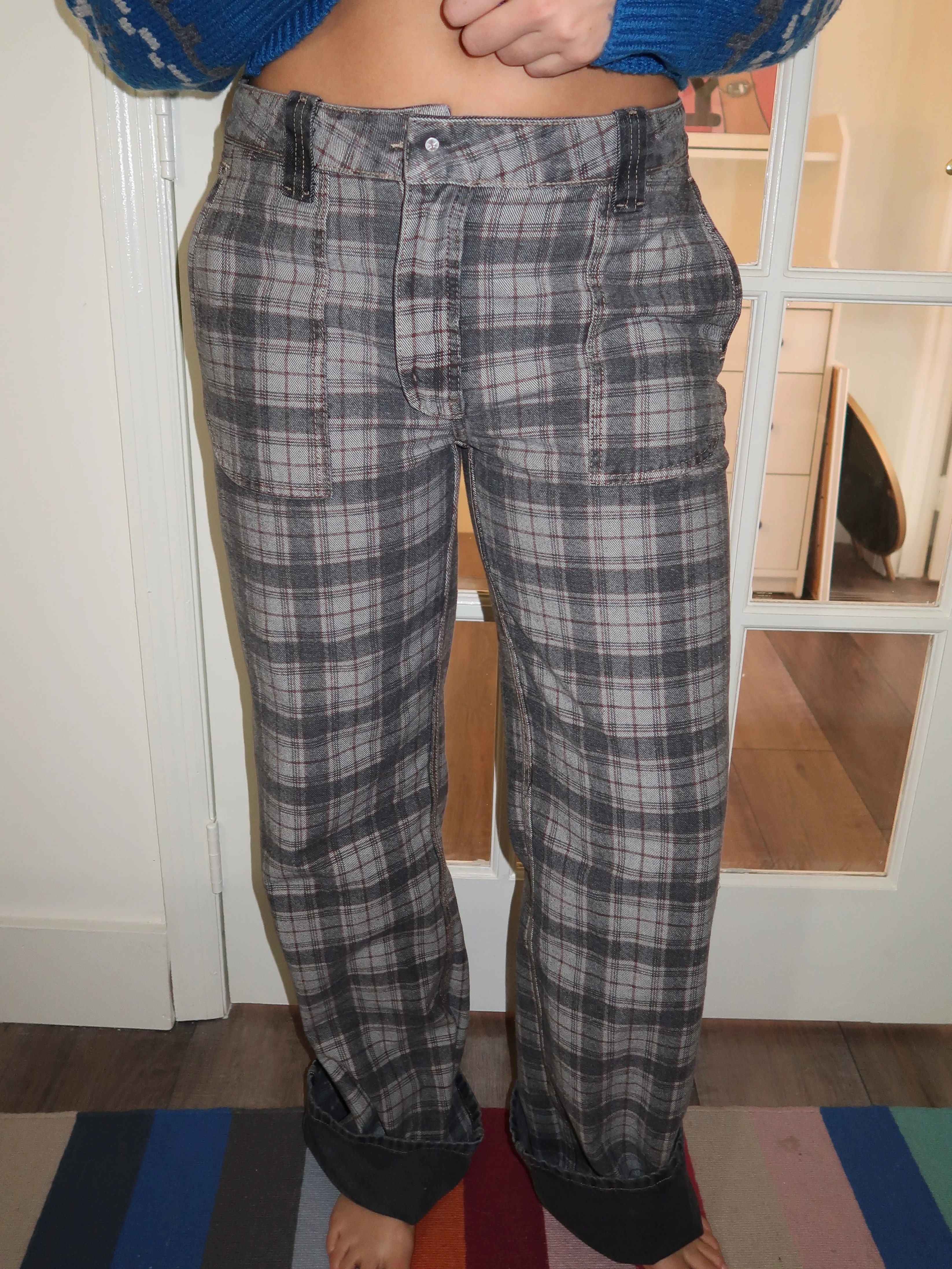 Sylvie Reversible Jean in Asphalt Wash/Check - Image 4