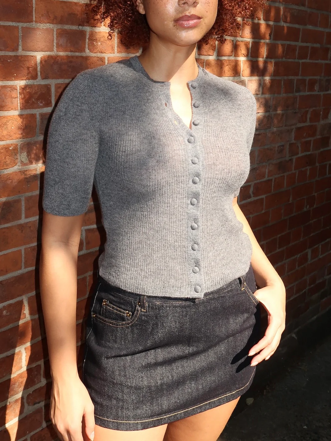 Tabitha Cardigan in Charcoal Heather - Image 2