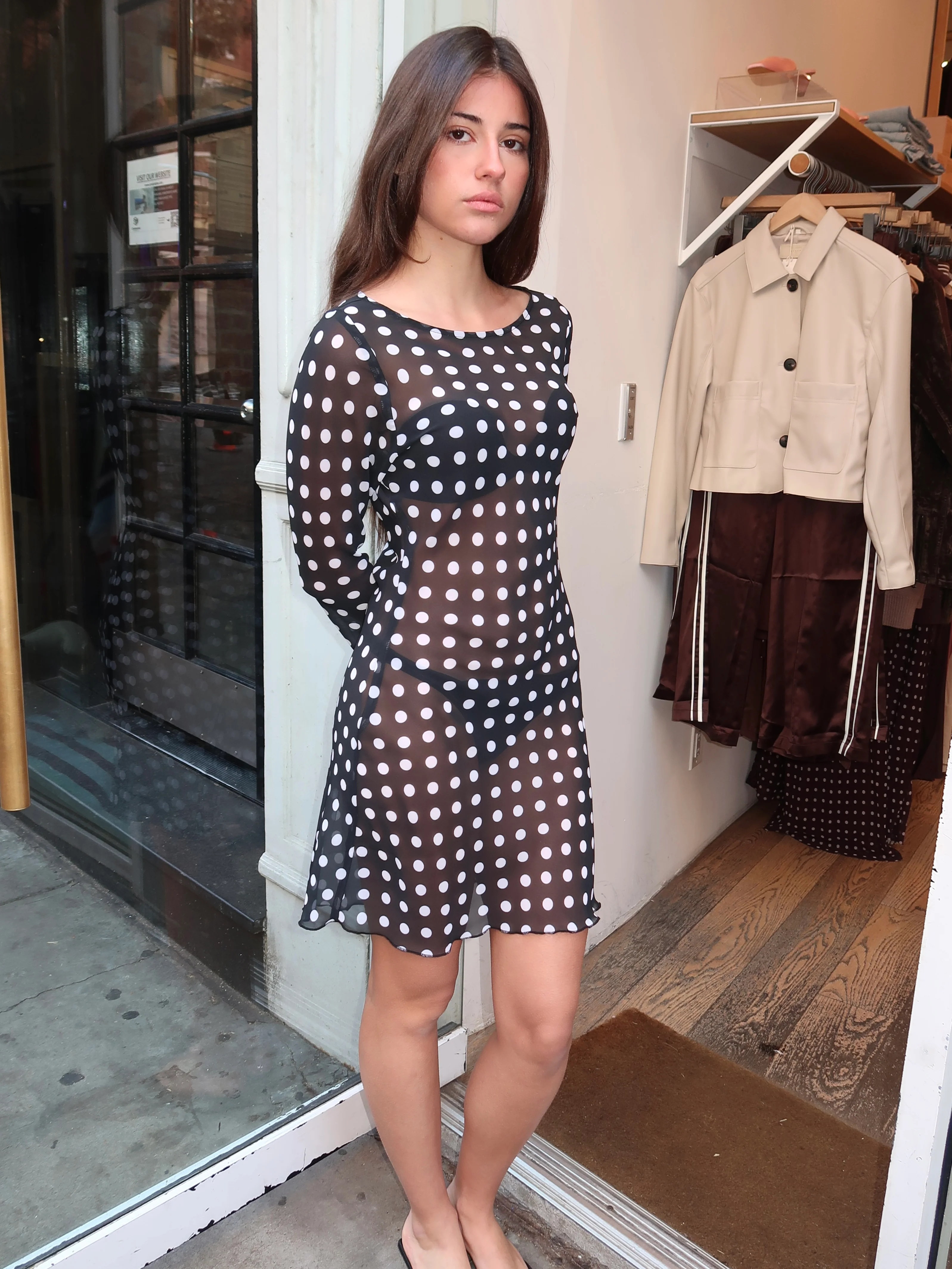 The Britain Dress in Black & White Dot - Image 4