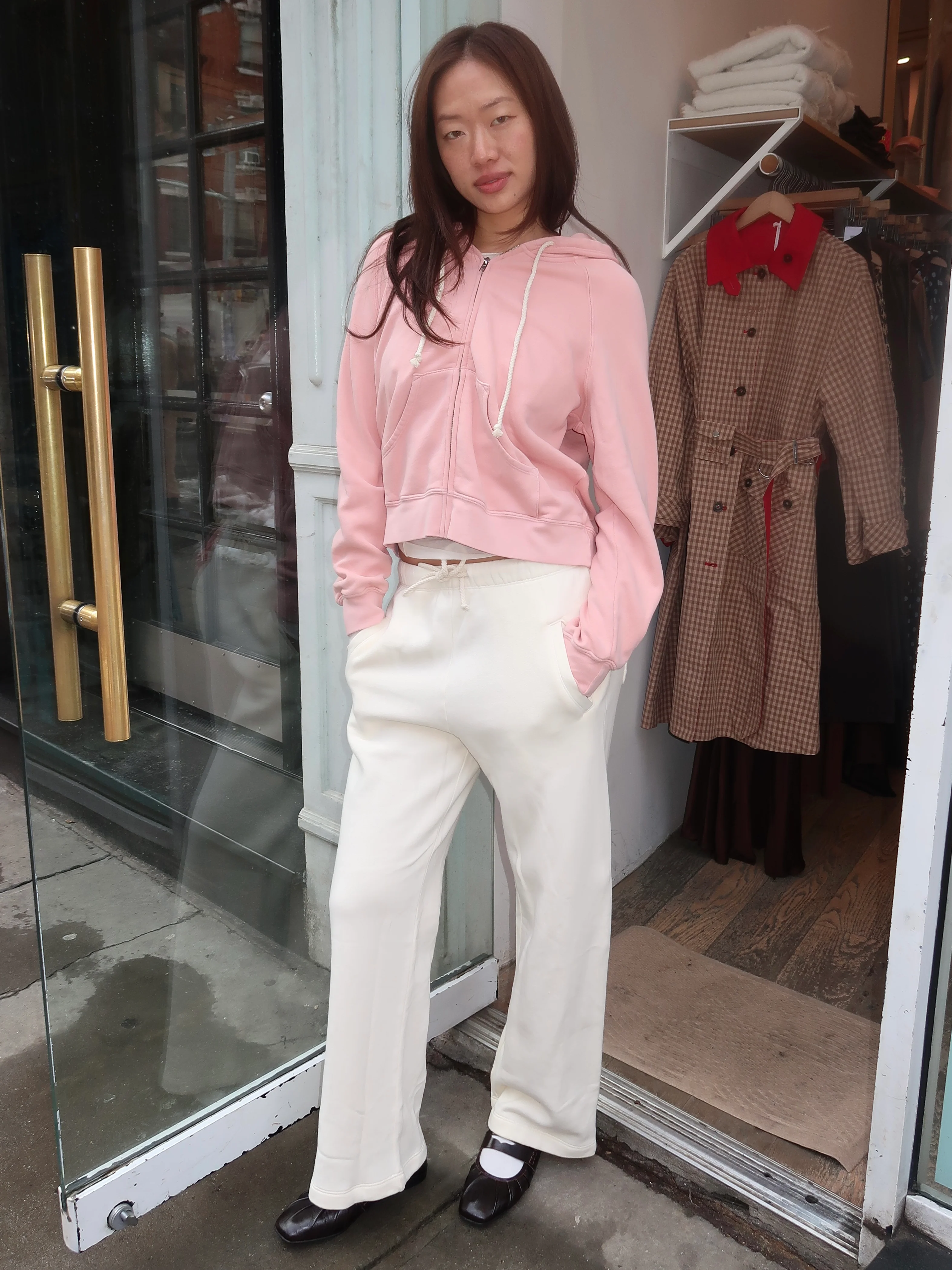 The Eco-Fleece Wide Leg Sweatpants in Creme - Image 2