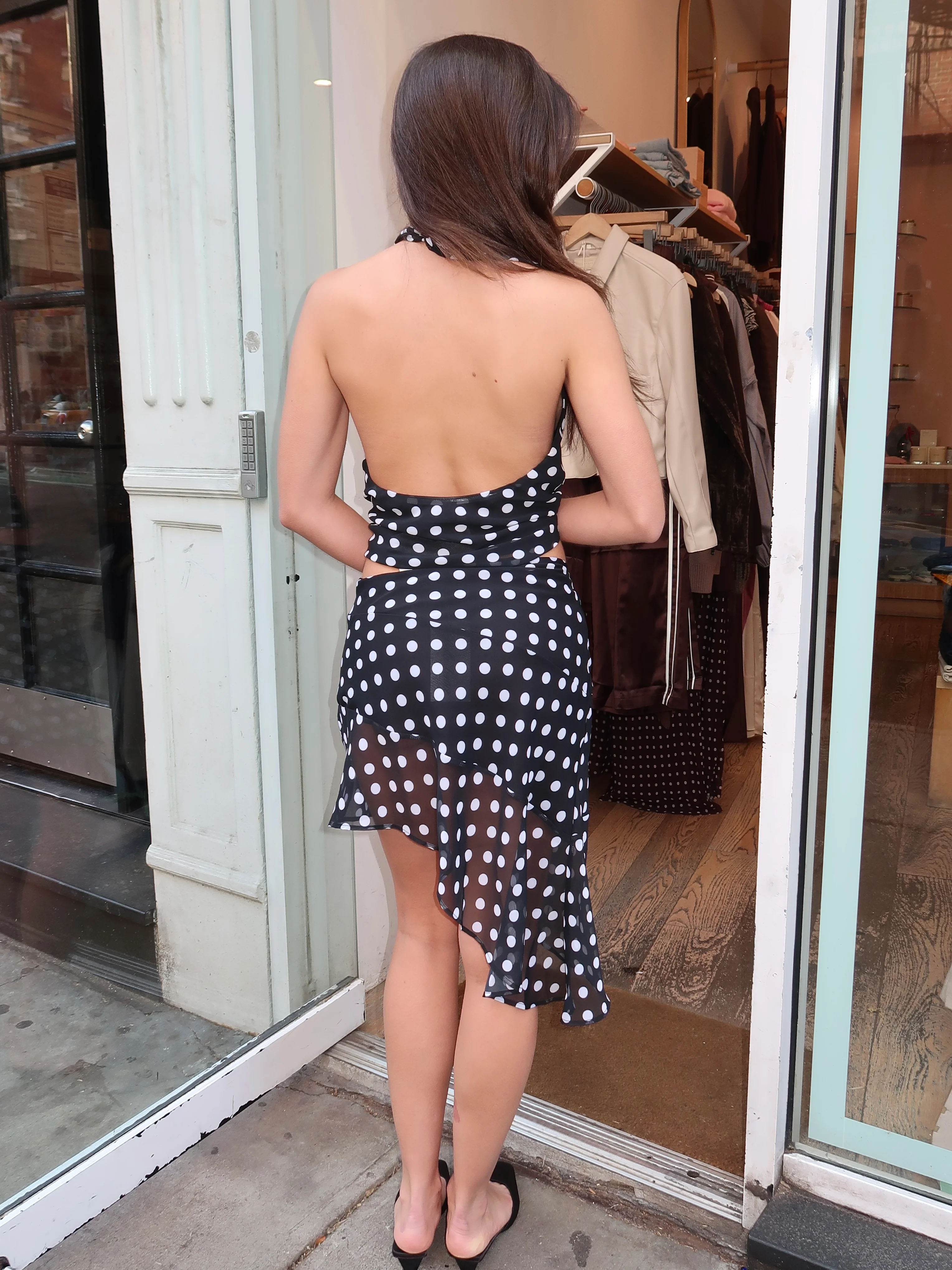 The Harley Skirt in Black & White Dot - Image 3