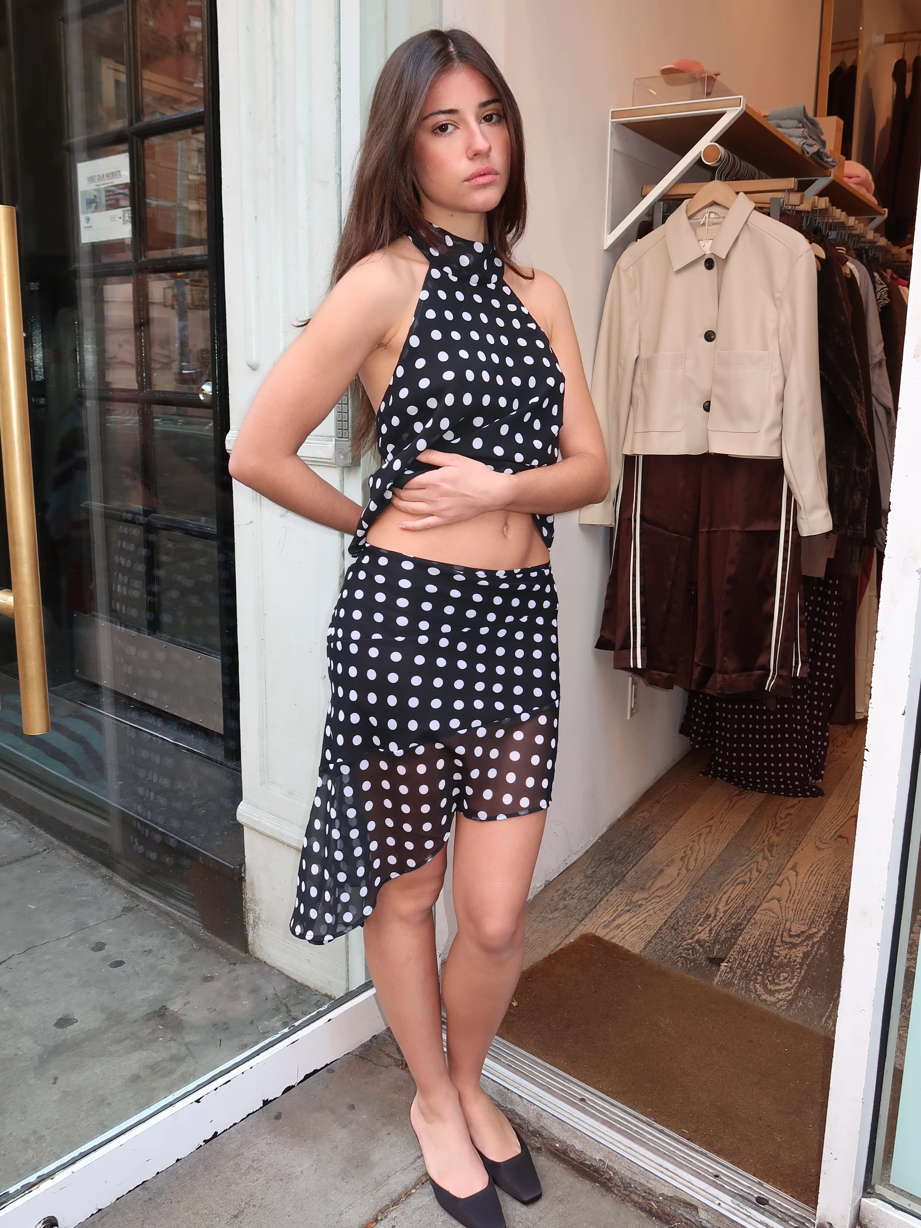 The Harley Skirt in Black & White Dot - Image 4