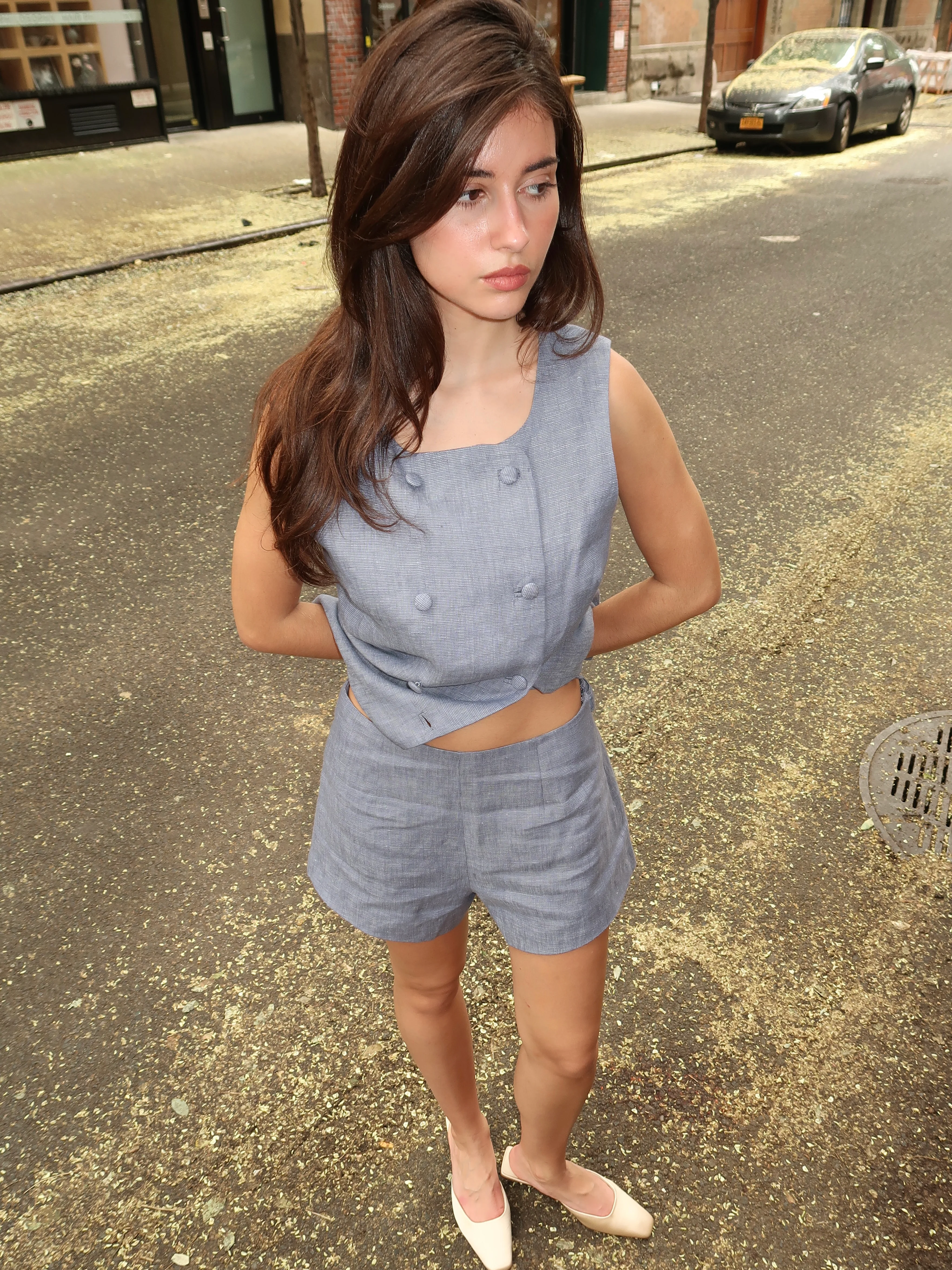 Thea Short in Steel Blue - Image 4