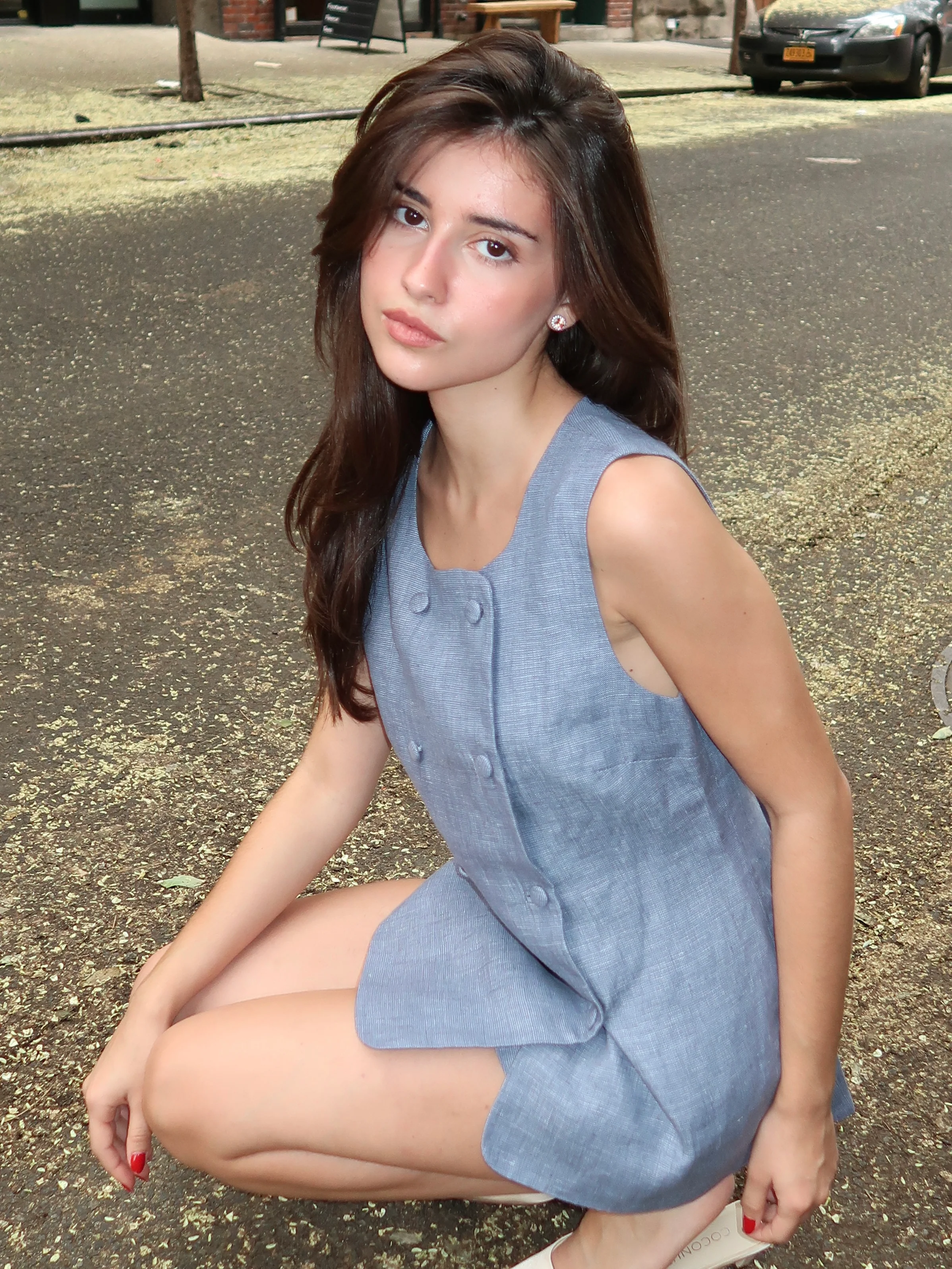 Thea Vest in Steel Blue - Image 2