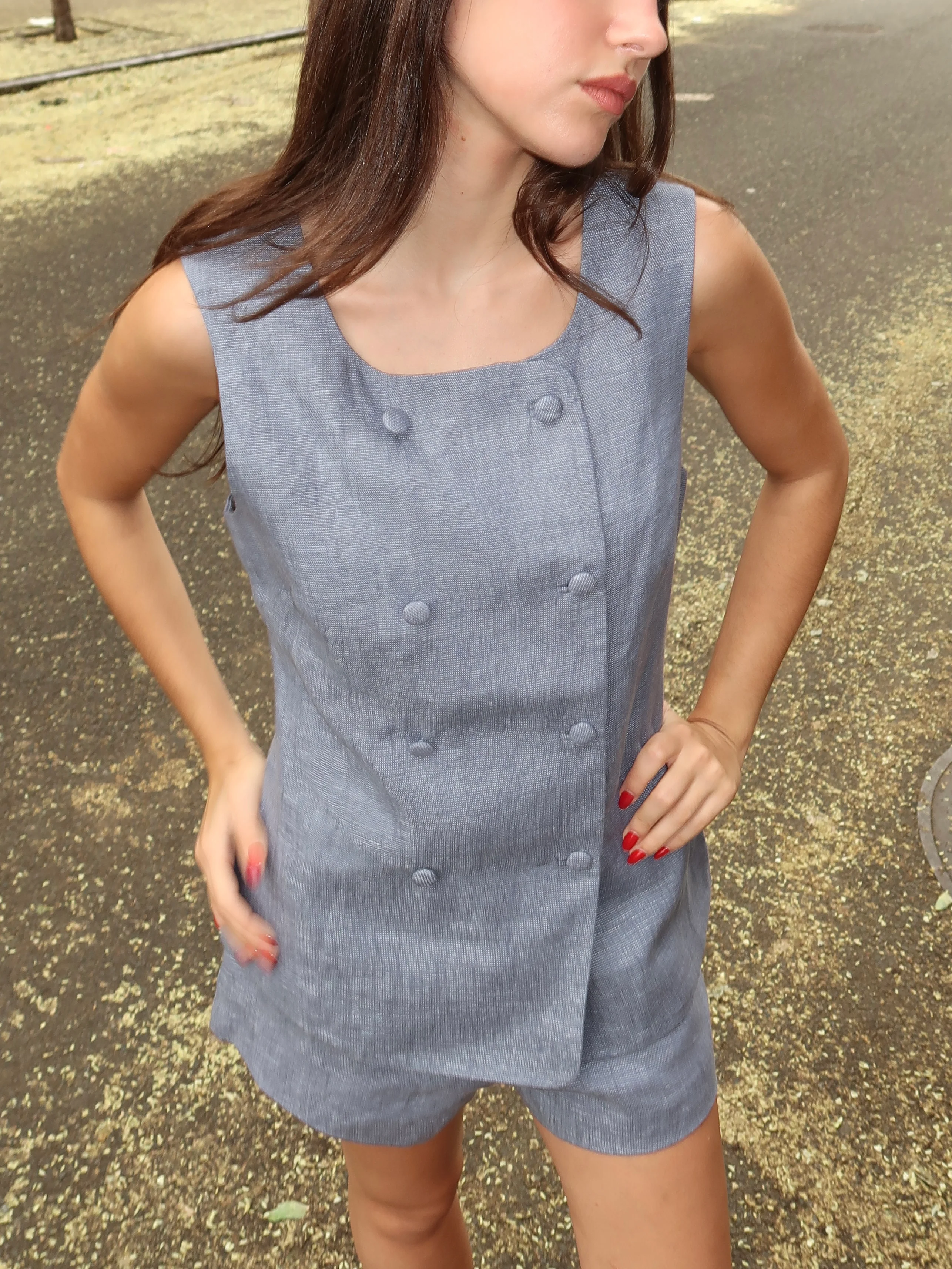 Thea Vest in Steel Blue - Image 4