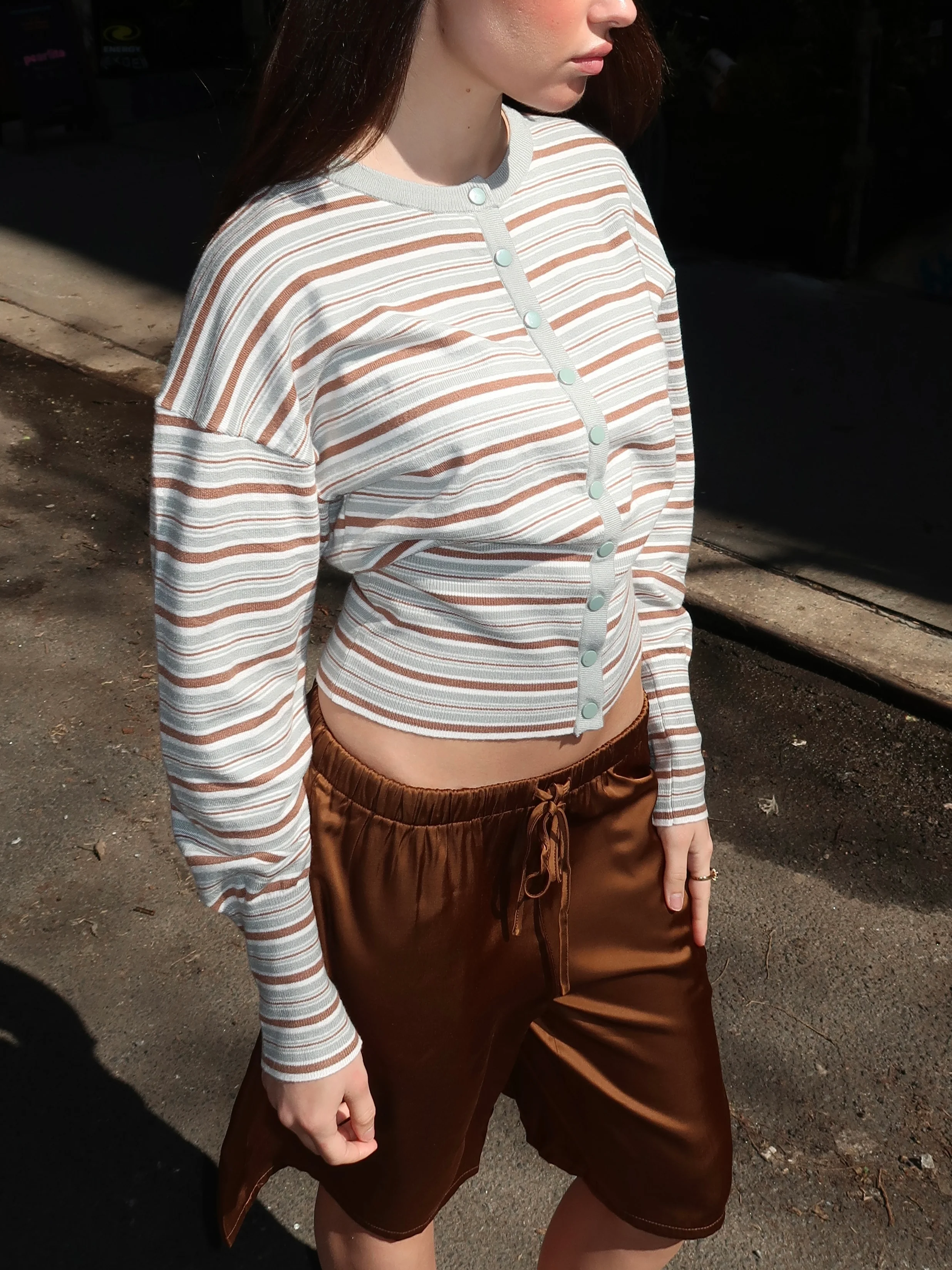 Turner Cardi in Green Multi Stripe - Image 2