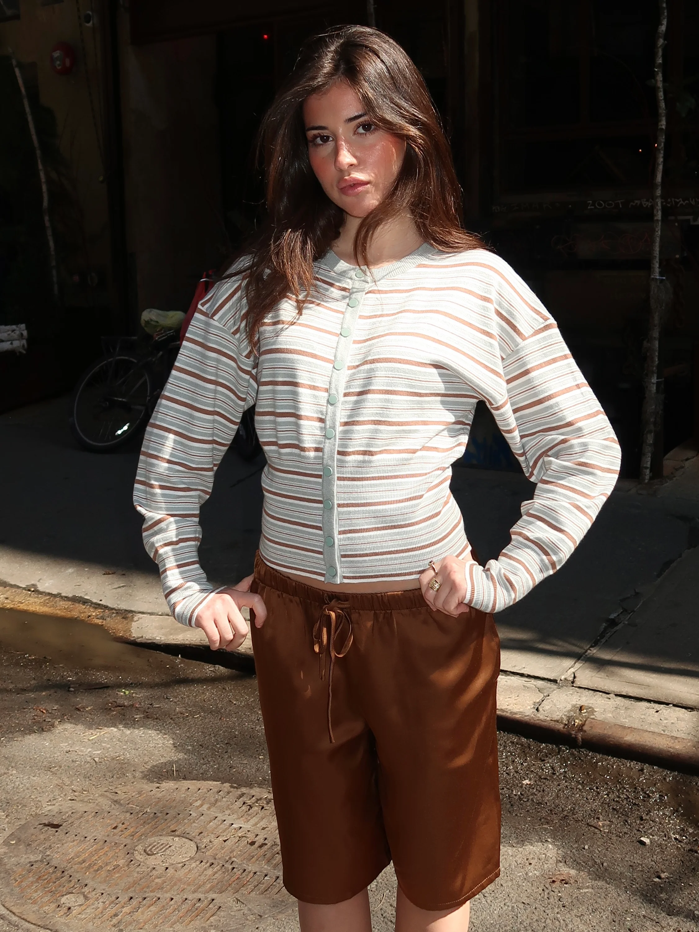 Turner Cardi in Green Multi Stripe - Image 4