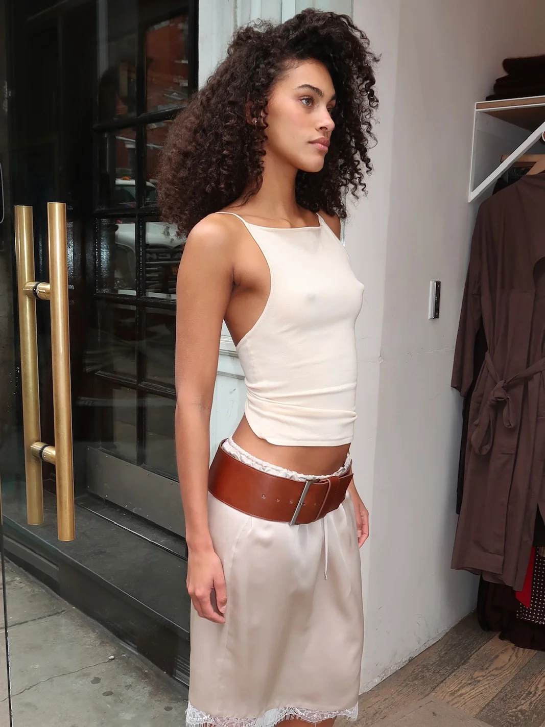 Twist Back Knit Top in Shell - Image 4