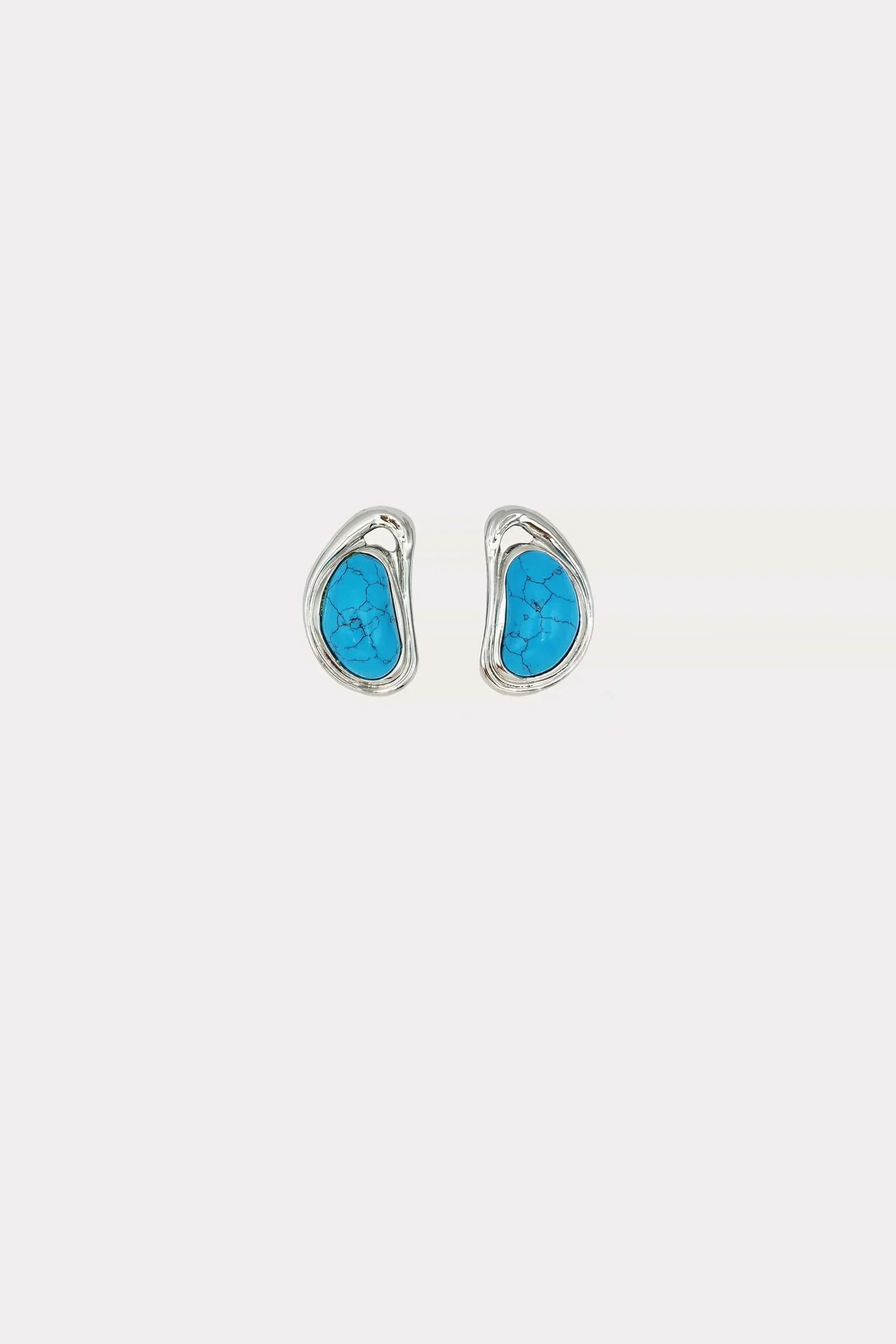 Valia Stud Earrings in Silver + Turquoise