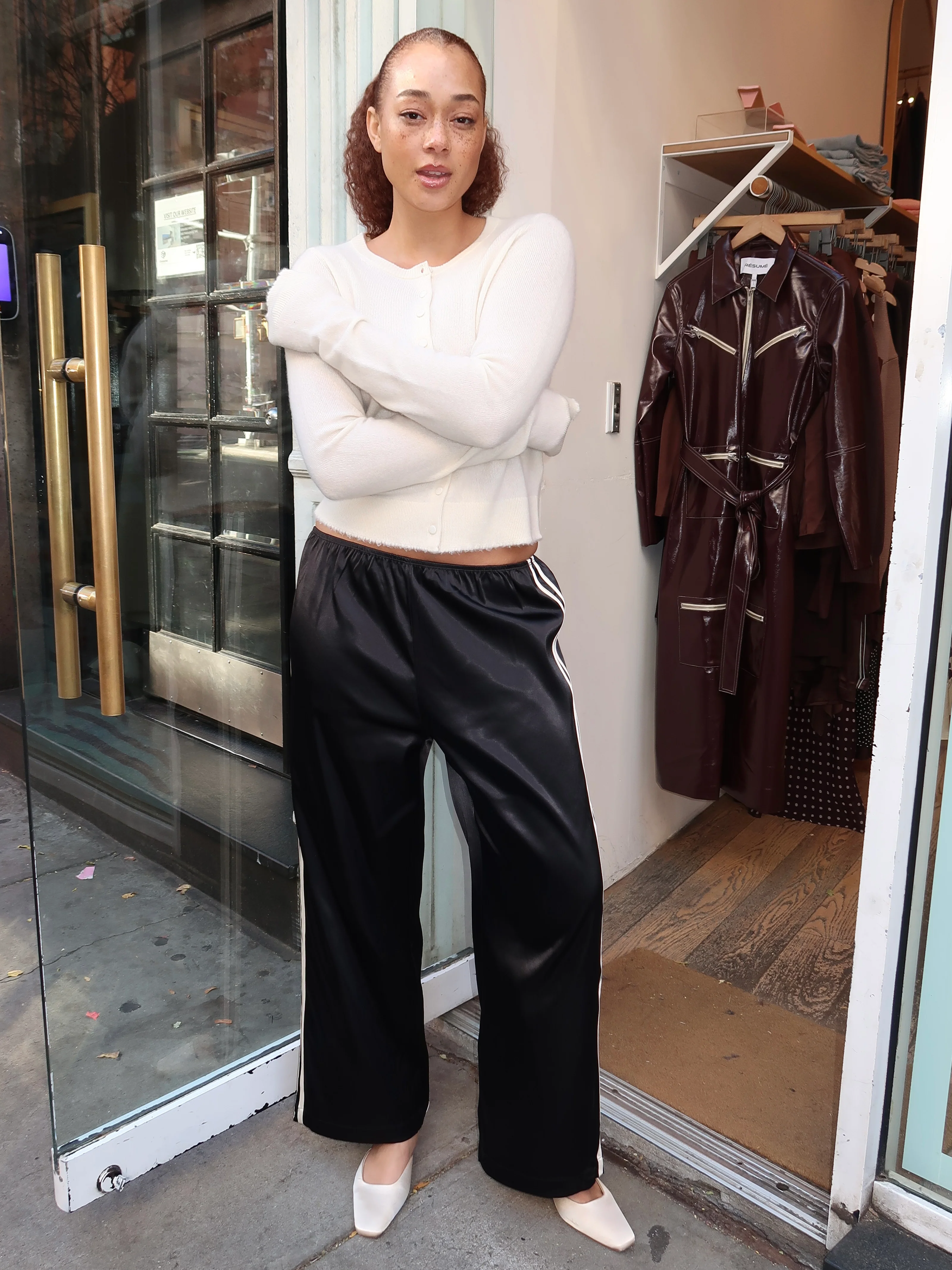 Veronica Satin Pants in Black