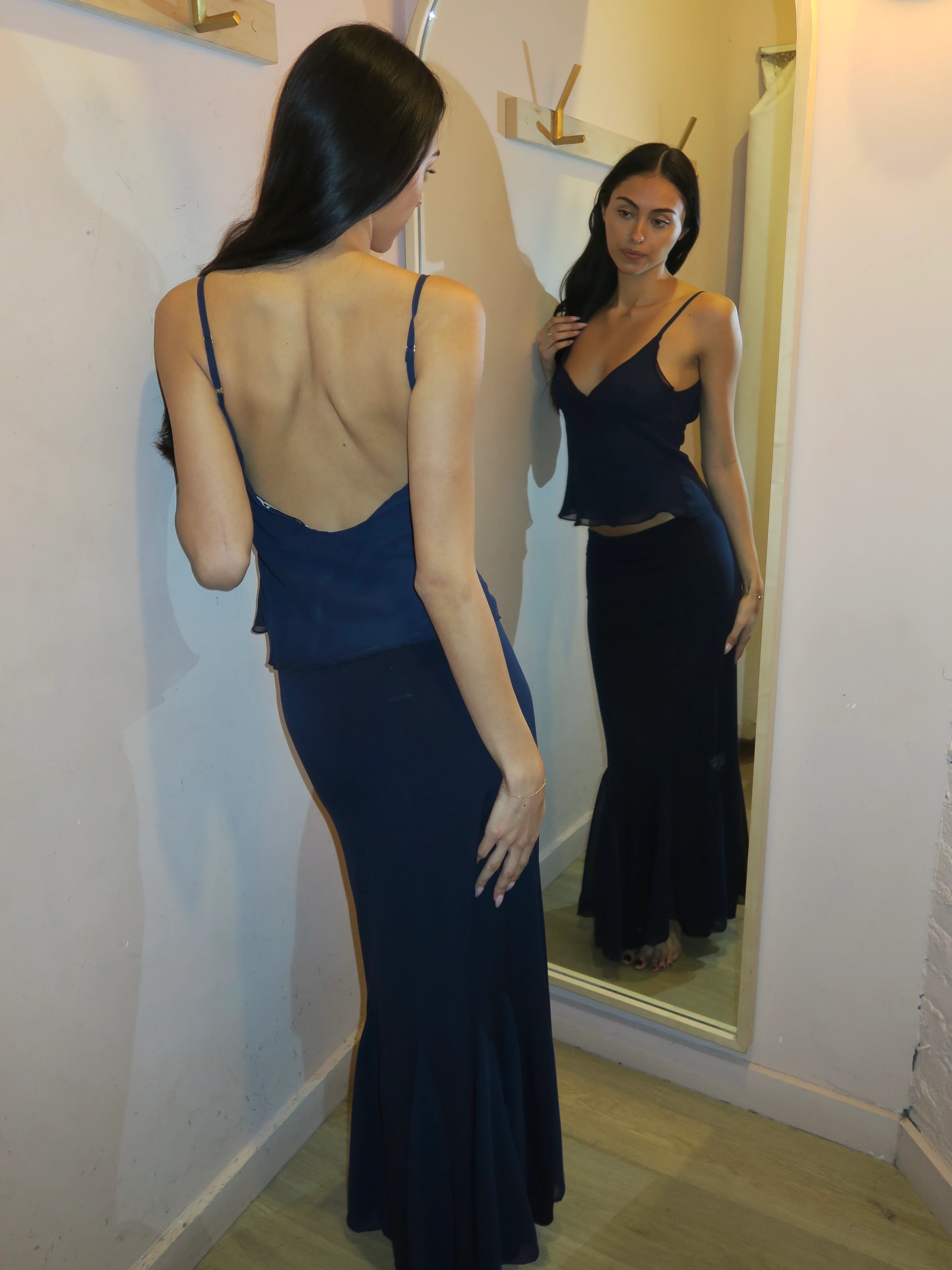 Vienna Slip Skirt in Navy - Image 3