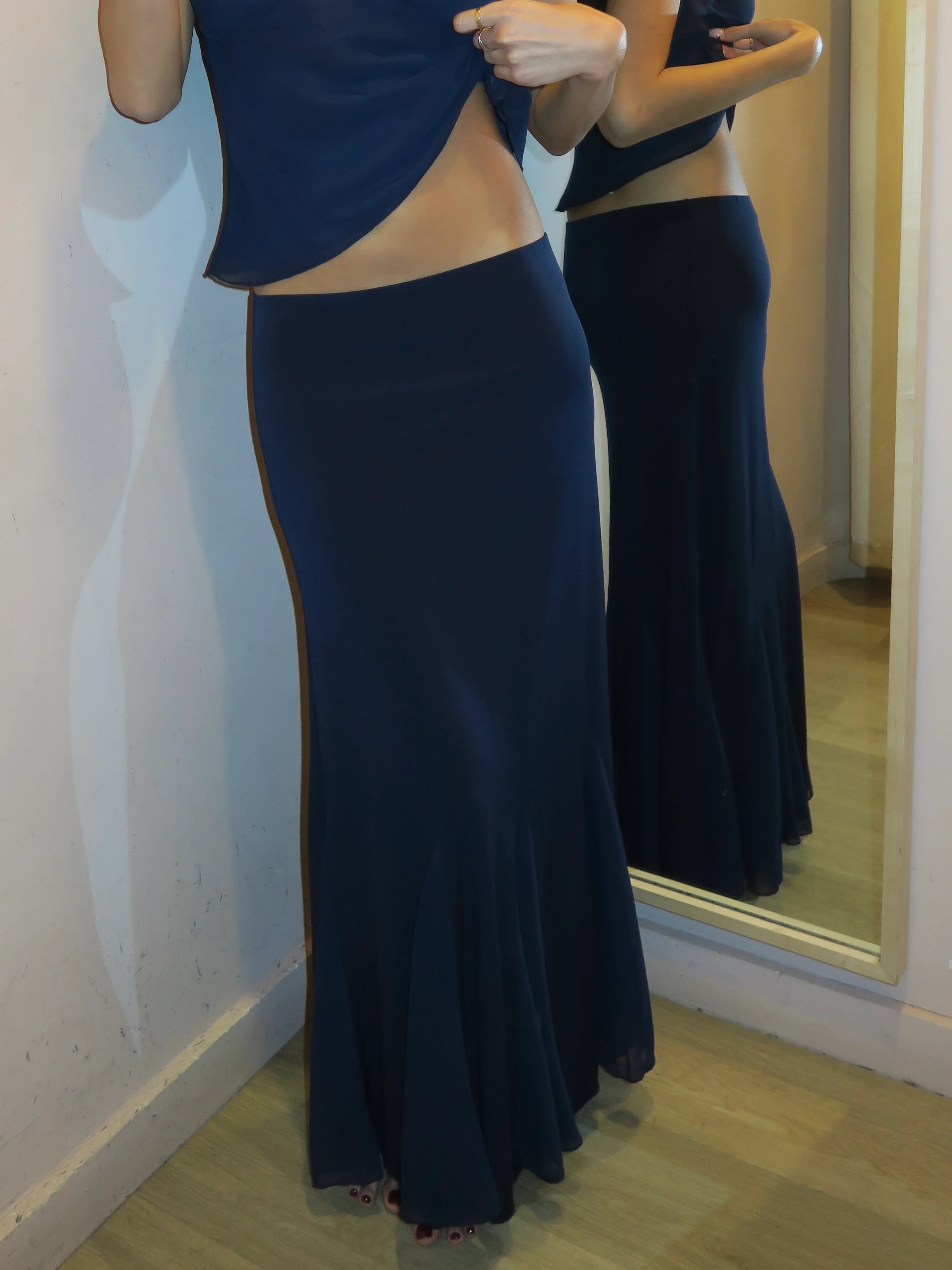 Vienna Slip Skirt in Navy - Image 4