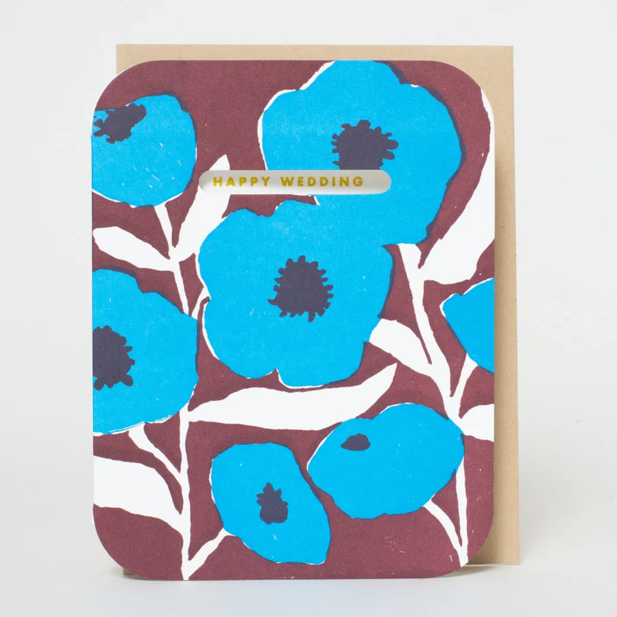 Wedding Congrats Blue Poppies