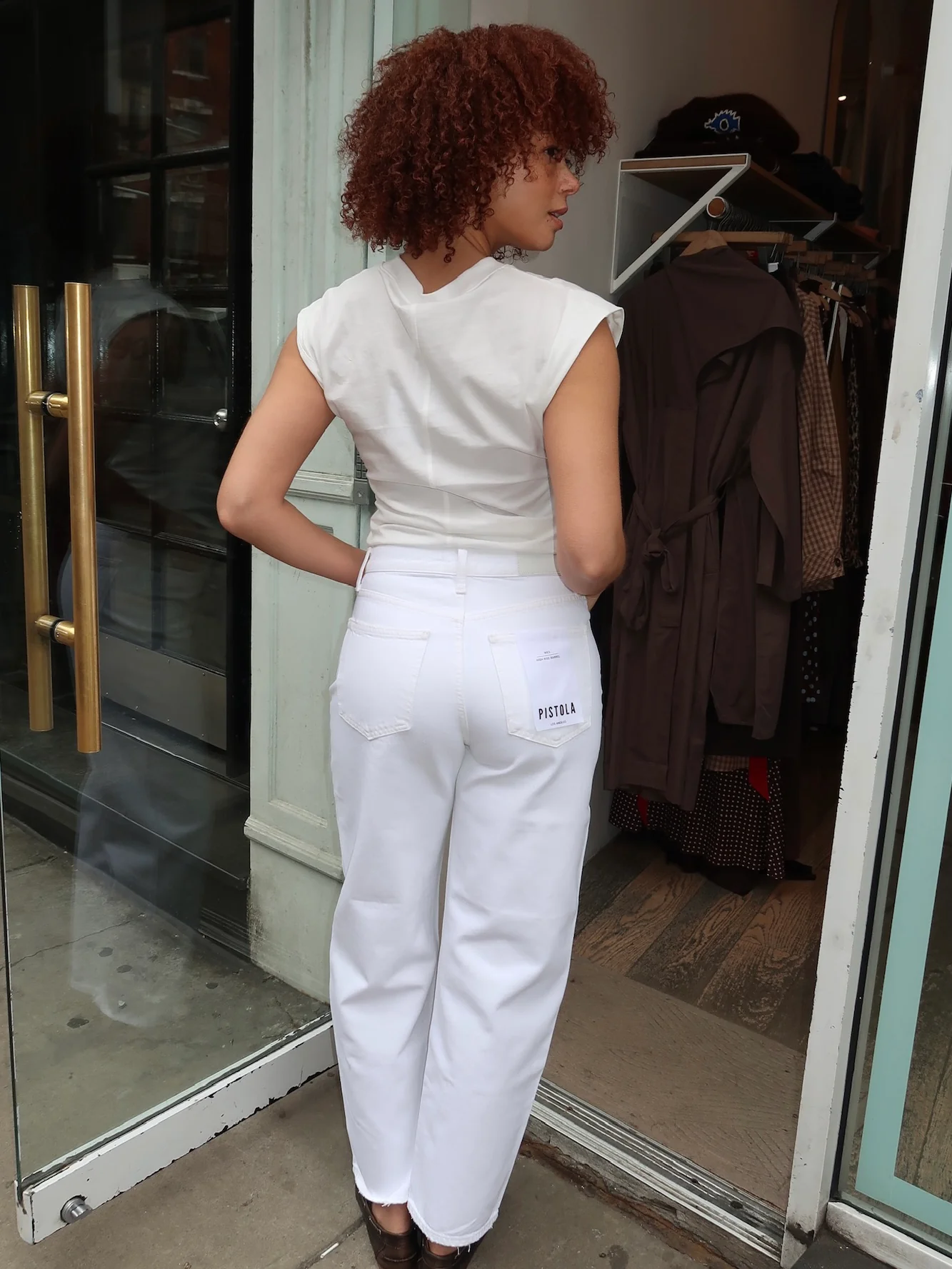 Wes High Rise Barrel in Vivid White - Image 3