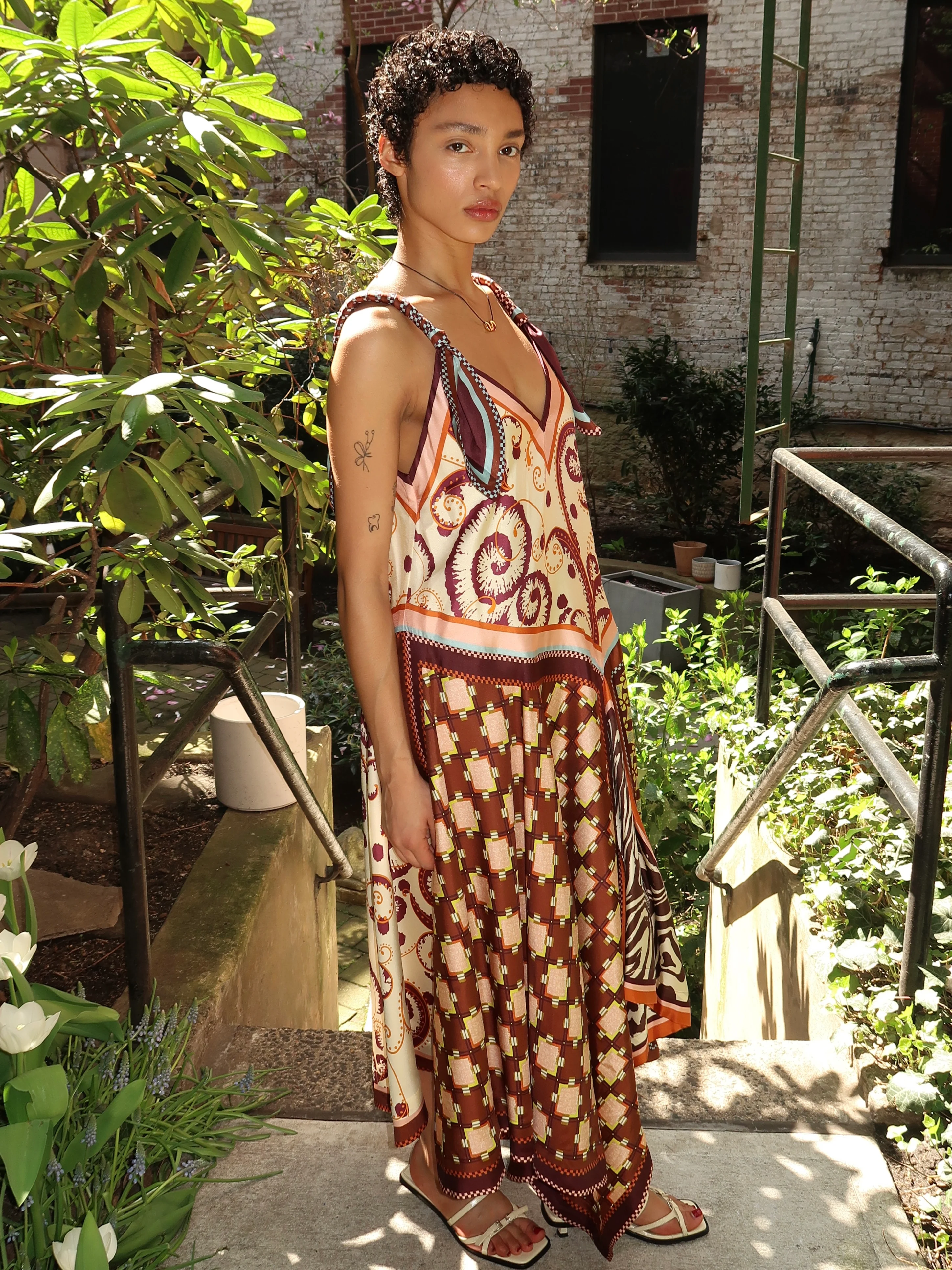 Wilson Silk Midi Dress in Multi - Image 2